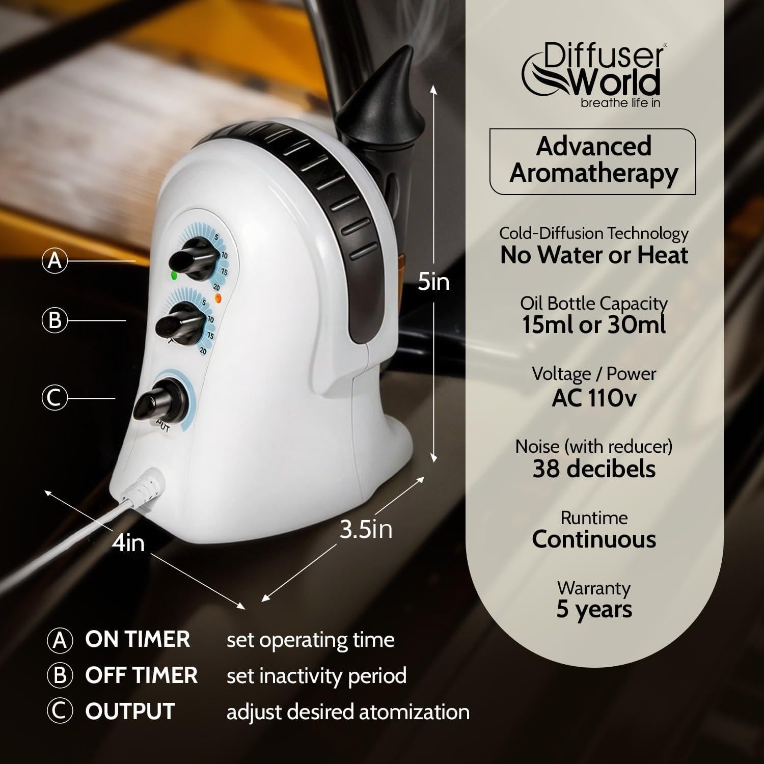 Difusor de Aceites Esenciales Sin Agua 110V - Negro - Diffuser World