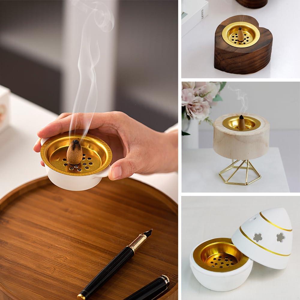 4 Piezas Soporte de Carbón Incienso Comidox Oro Redondo