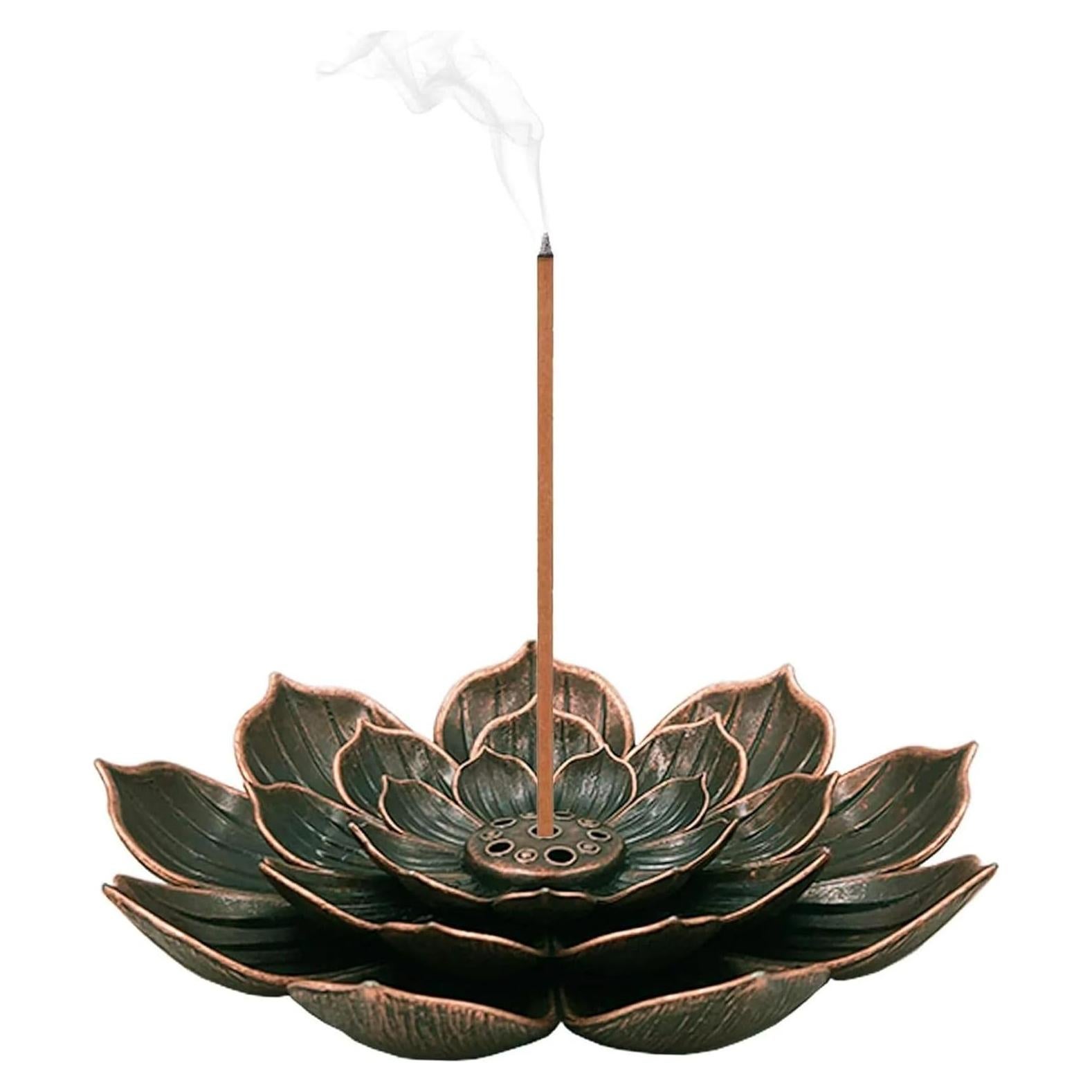 Soporte de Incienso Negro YuanHolumid Mini Flor Vintage