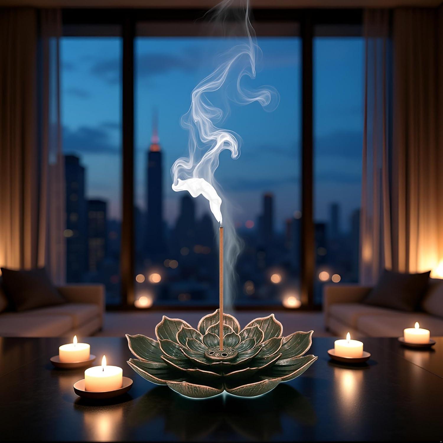 Soporte de Incienso Negro YuanHolumid Mini Flor Vintage