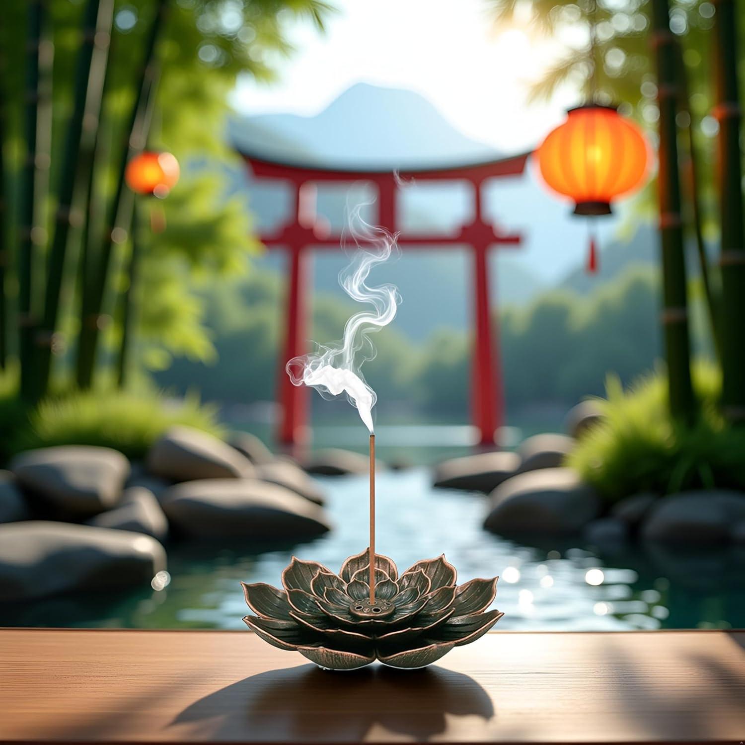 Soporte de Incienso Negro YuanHolumid Mini Flor Vintage