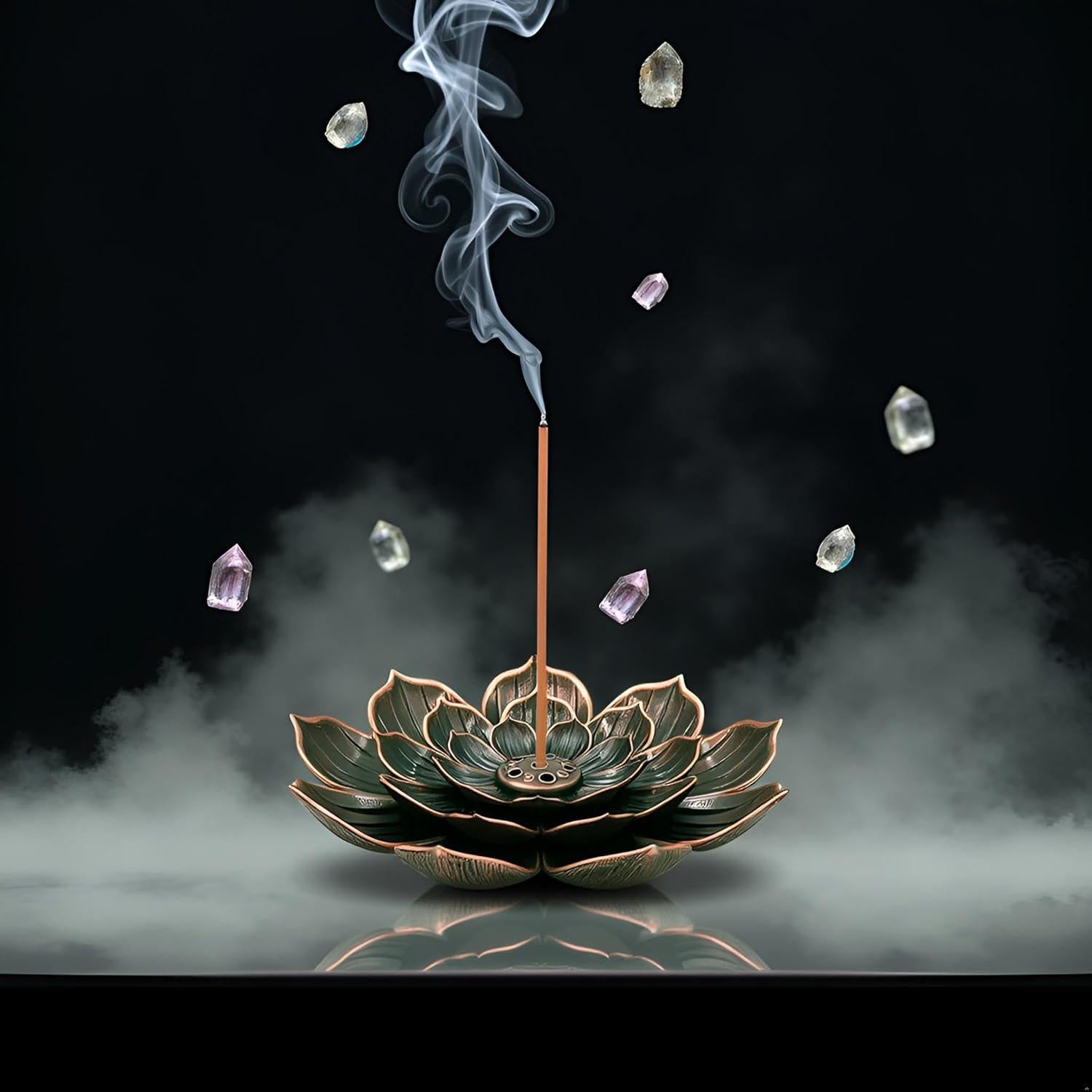 Soporte de Incienso Negro YuanHolumid Mini Flor Vintage