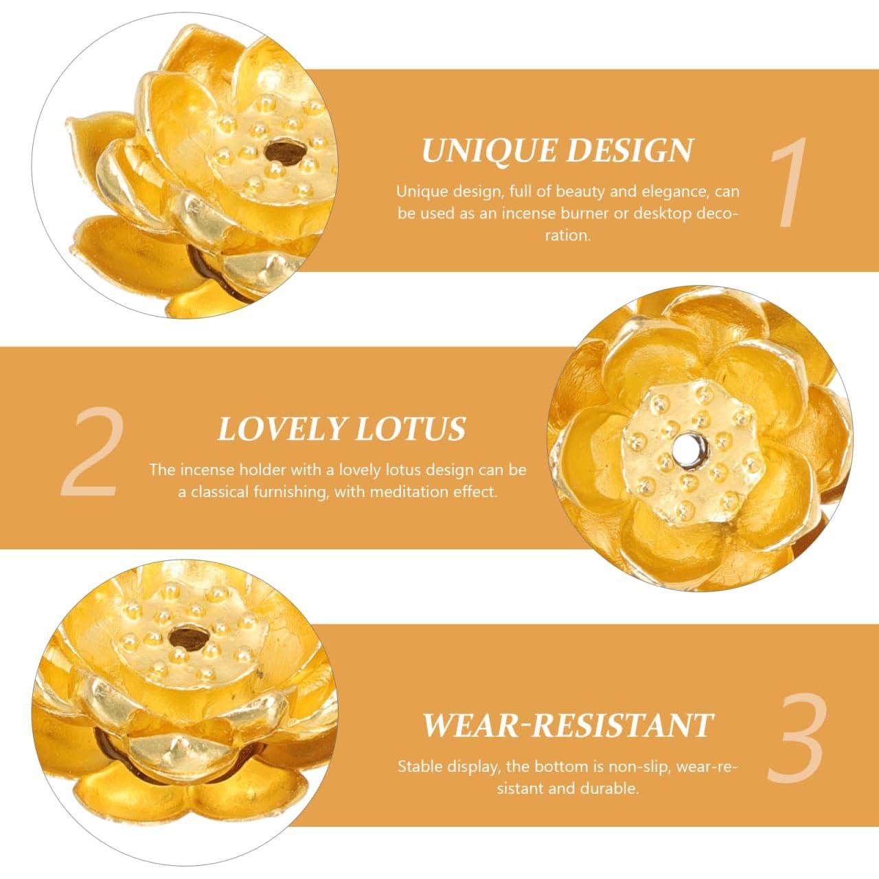 4 Soportes de Incienso de Cobre Dorado Loto TOPBATHY