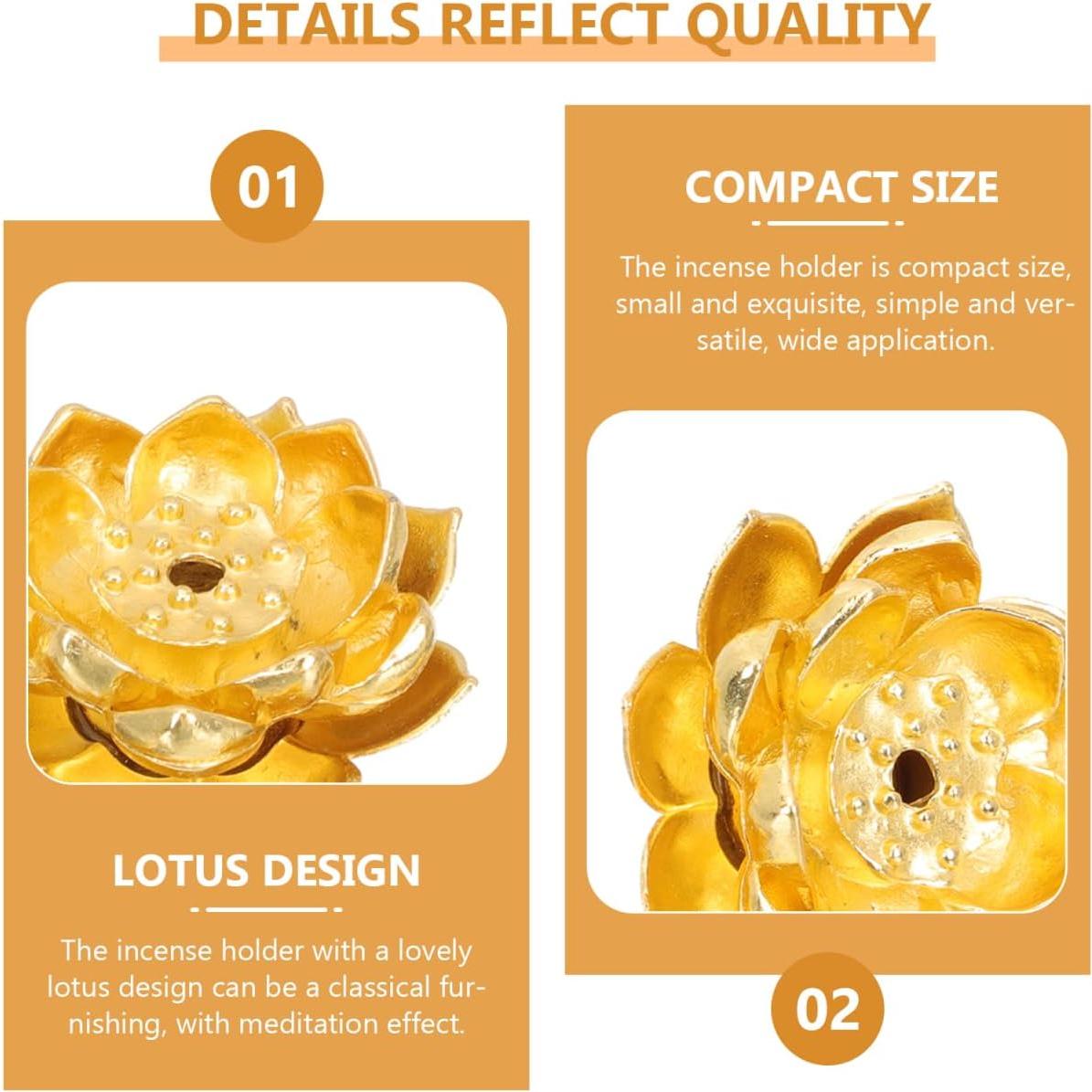 4 Soportes de Incienso de Cobre Dorado Loto TOPBATHY