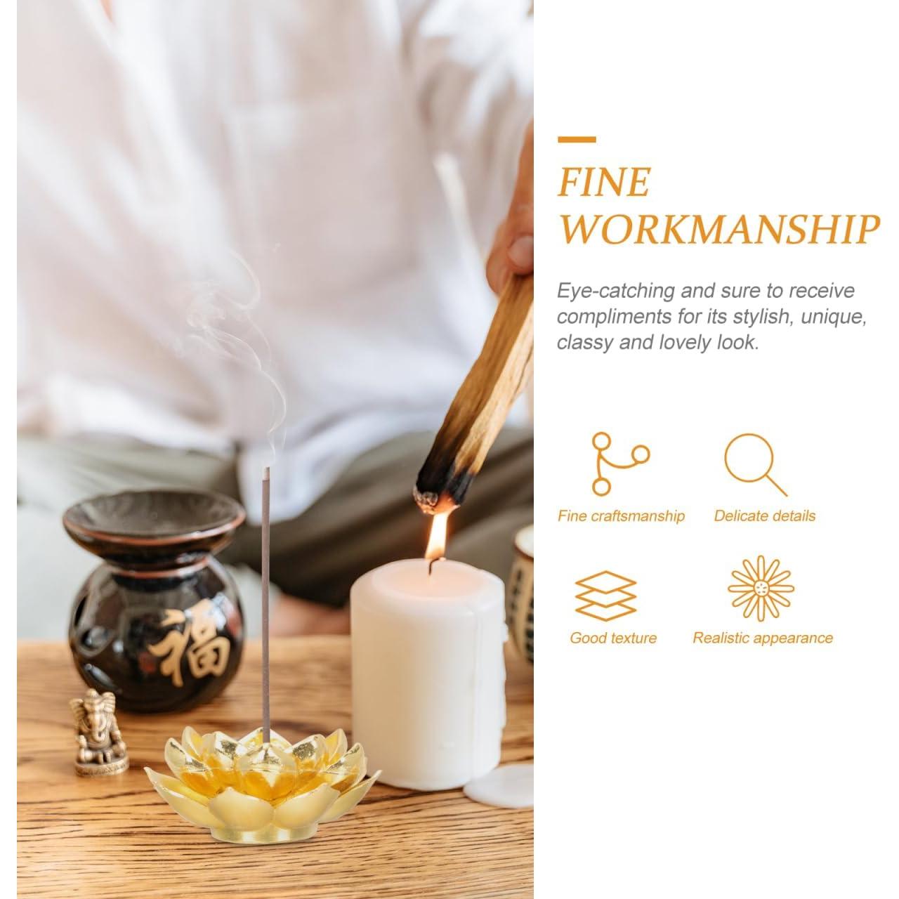 4 Soportes de Incienso de Cobre Dorado Loto TOPBATHY