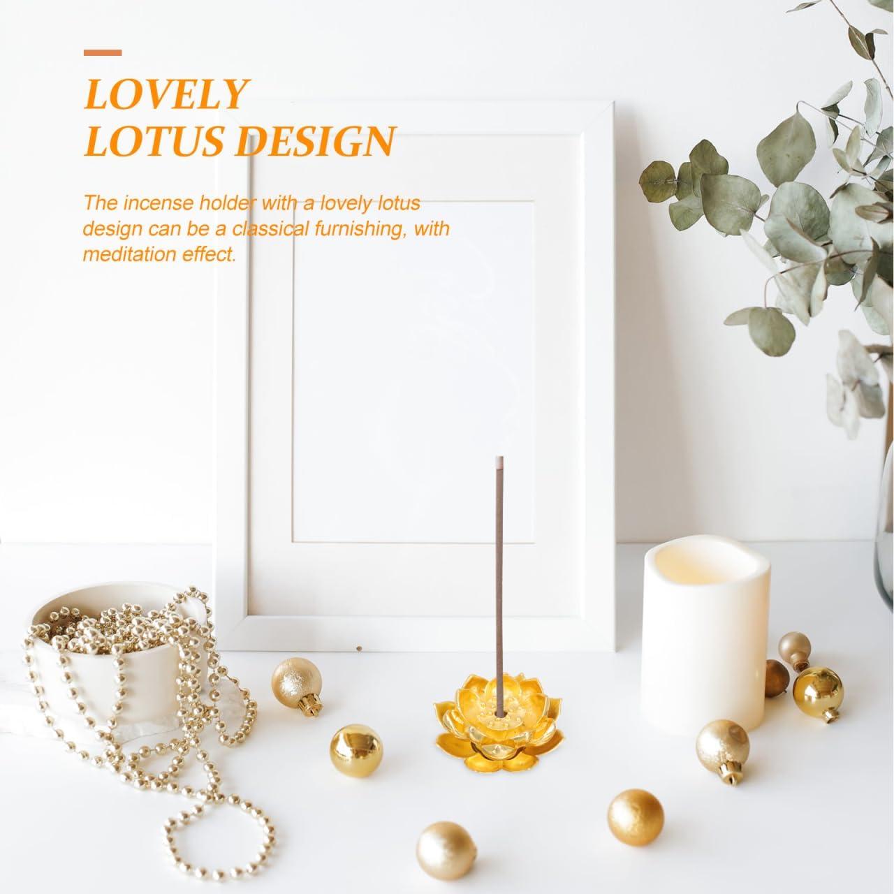 4 Soportes de Incienso de Cobre Dorado Loto TOPBATHY