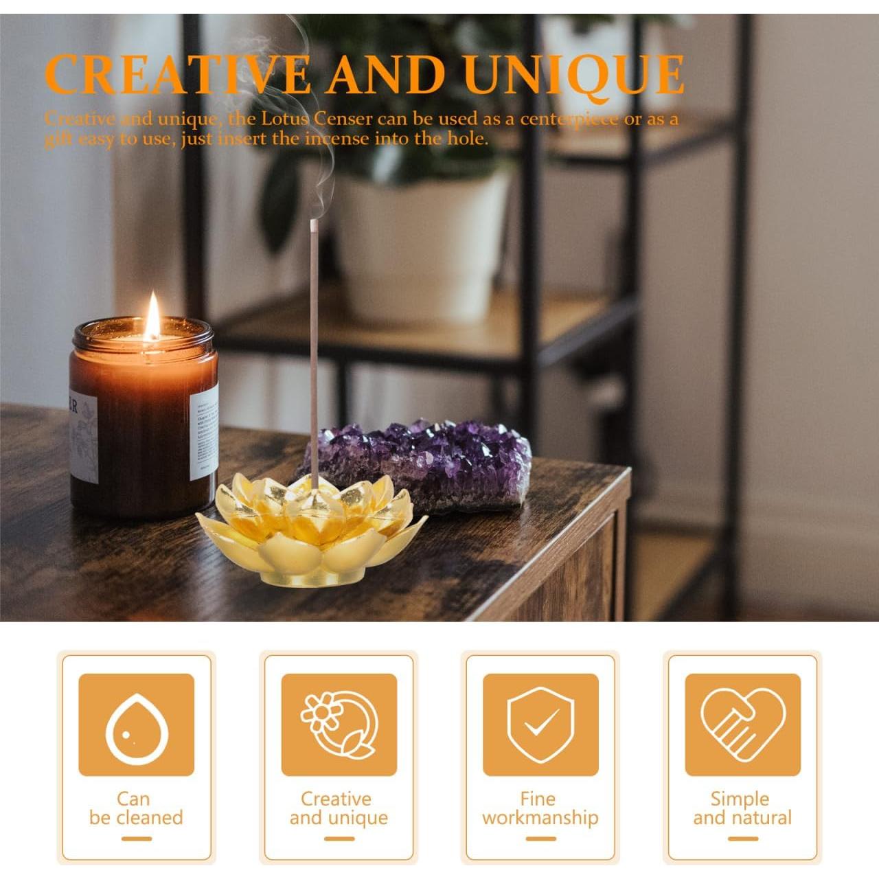 4 Soportes de Incienso de Cobre Dorado Loto TOPBATHY