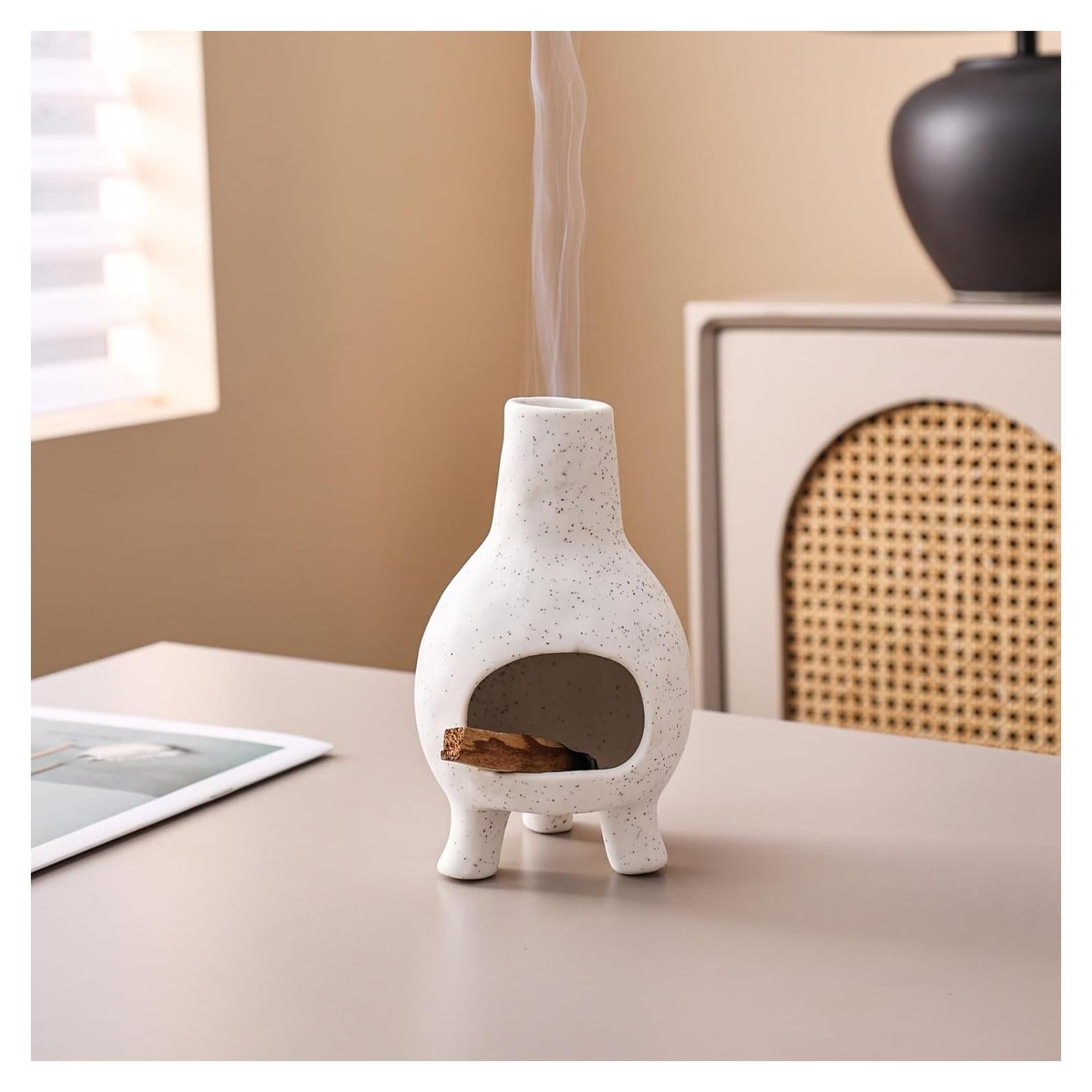 Soporte de Palo Santo JialanGulong Cerámica Blanco Negro 17.8x10.2cm