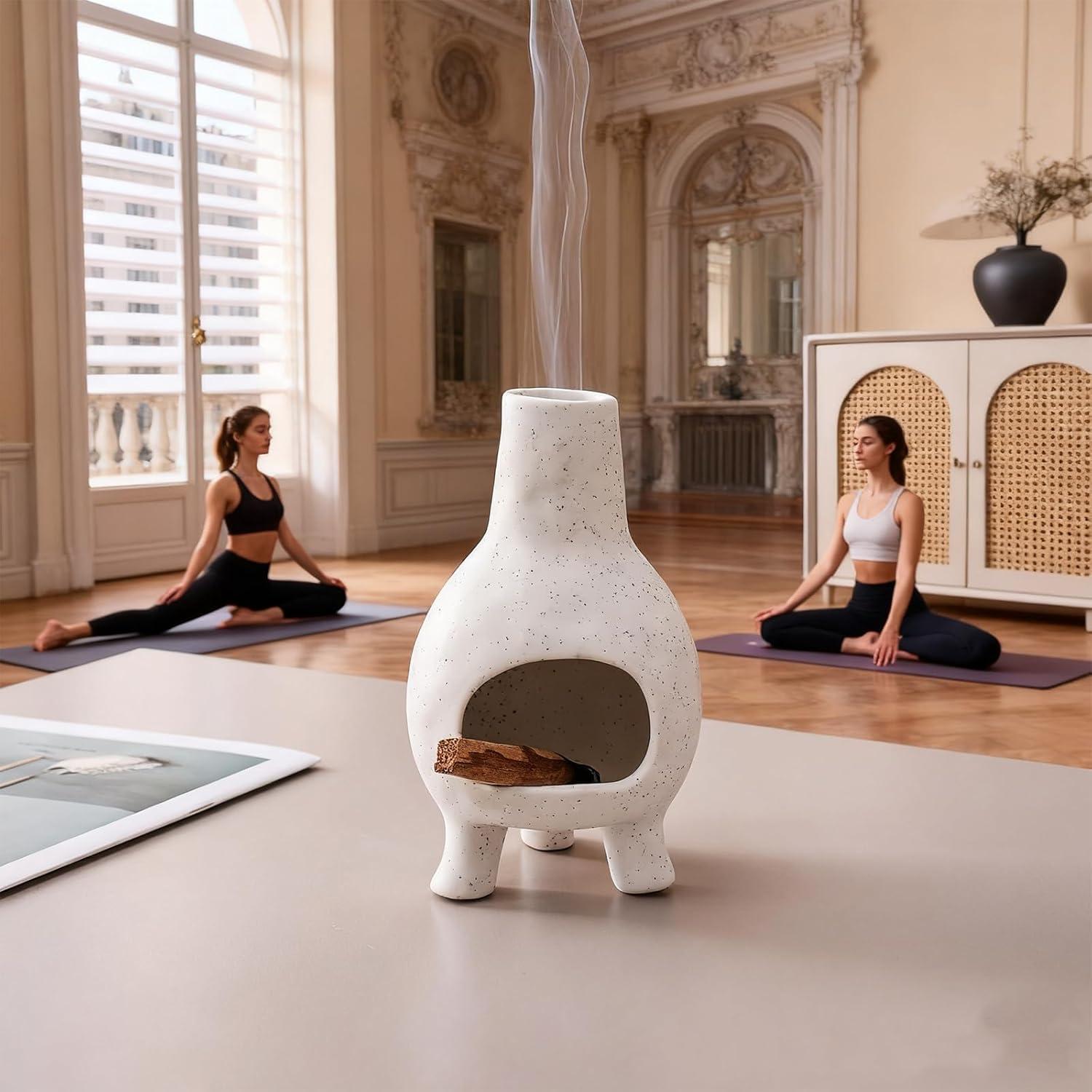 Soporte de Palo Santo JialanGulong Cerámica Blanco Negro 17.8x10.2cm