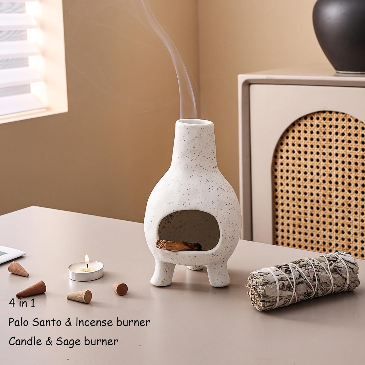 Soporte de Palo Santo JialanGulong Cerámica Blanco Negro 17.8x10.2cm