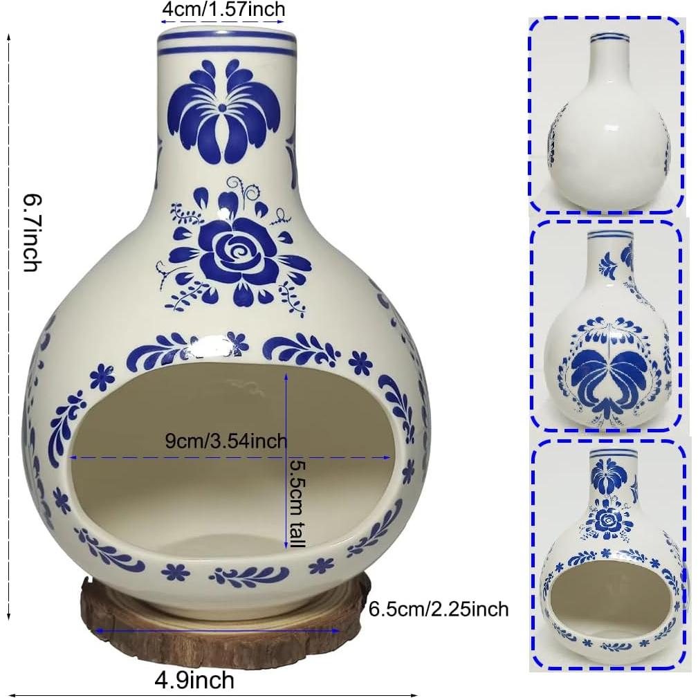 Soporte de Incienso Cerámica JIYANMEI Chimenea 19 cm Azul