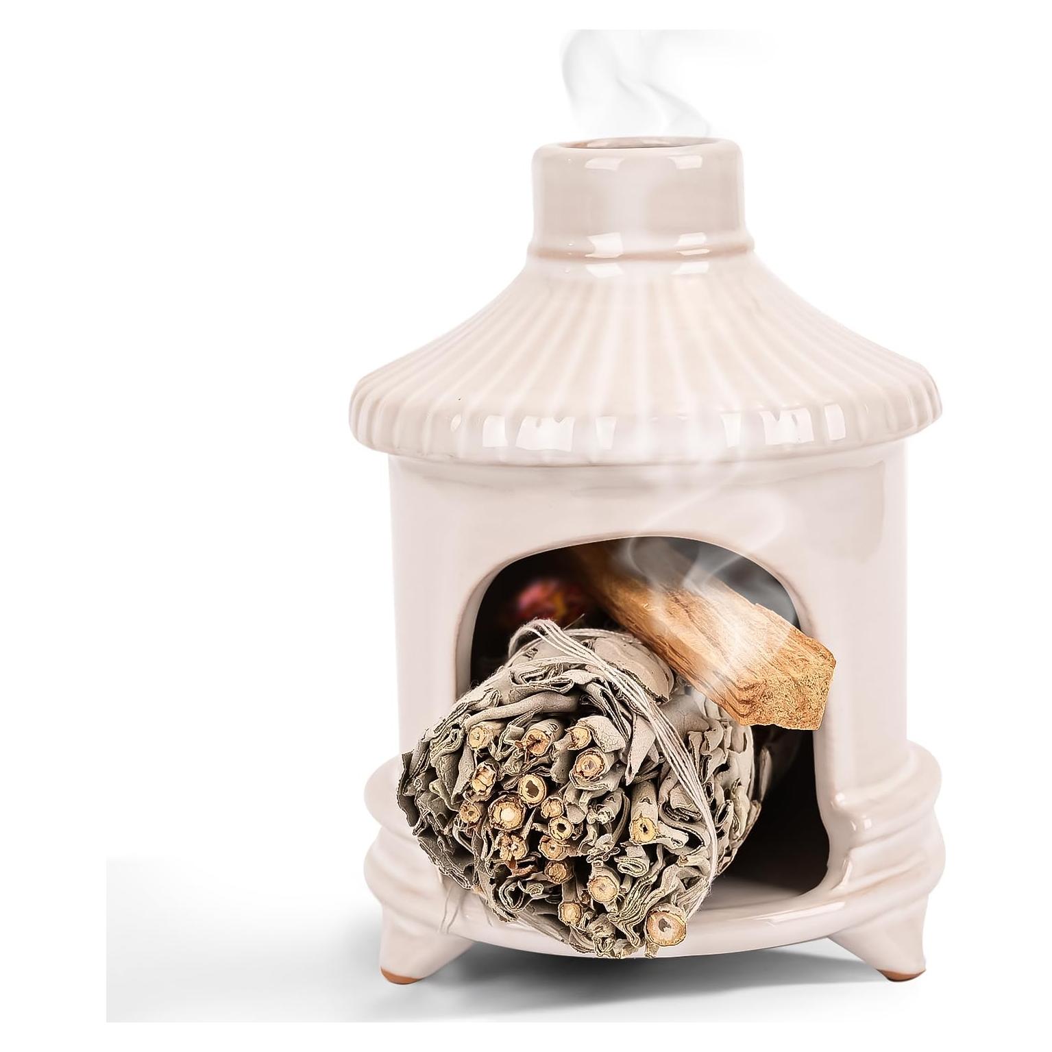 Soporte de Palo Santo Belsea Cerámica Blanca para Incienso