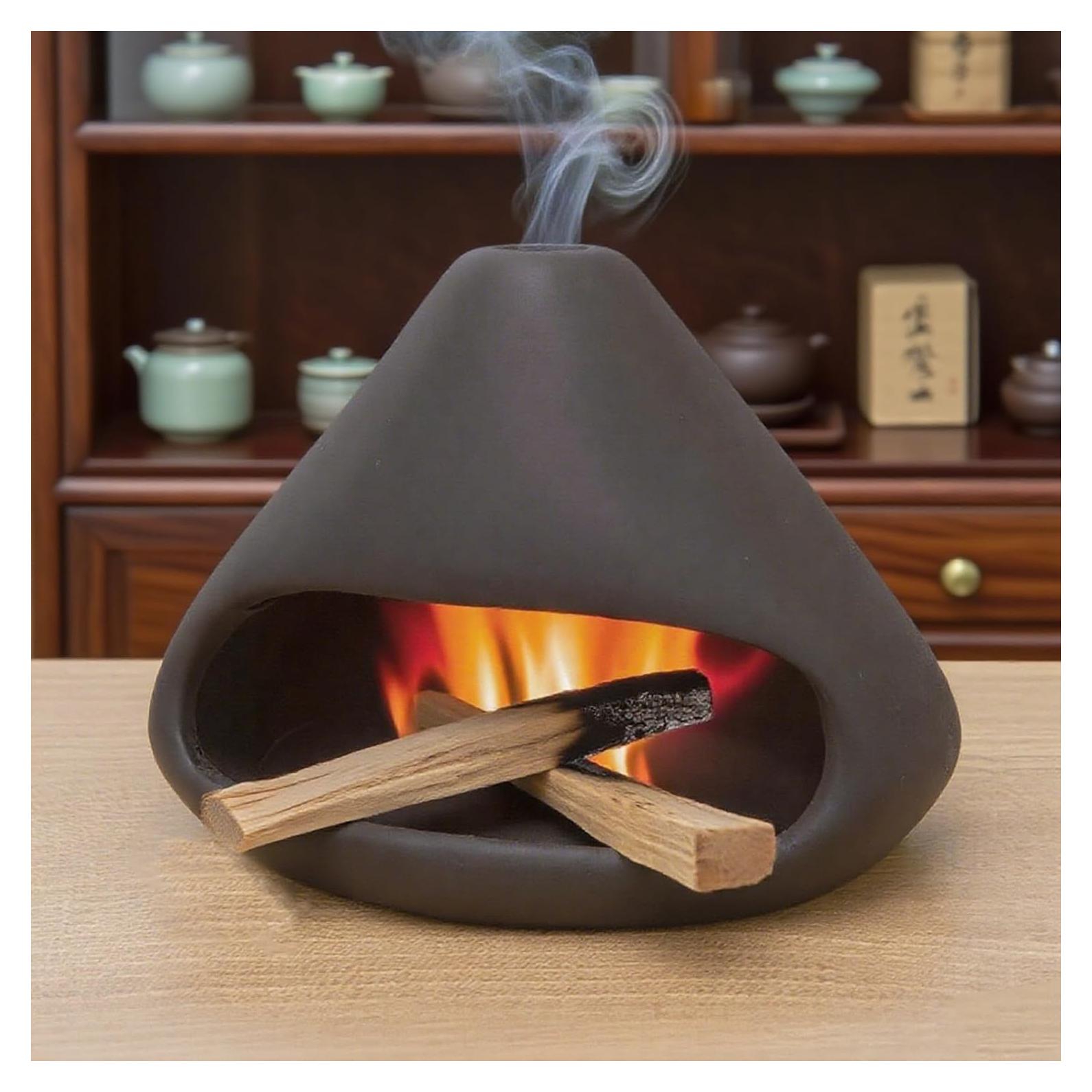 Quemador de Incienso de Cerámica Laoone Chimenea Negro 11.43cm