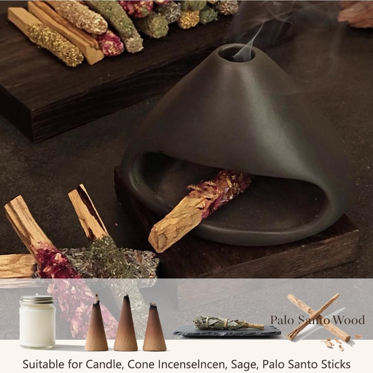 Quemador de Incienso de Cerámica Laoone Chimenea Negro 11.43cm