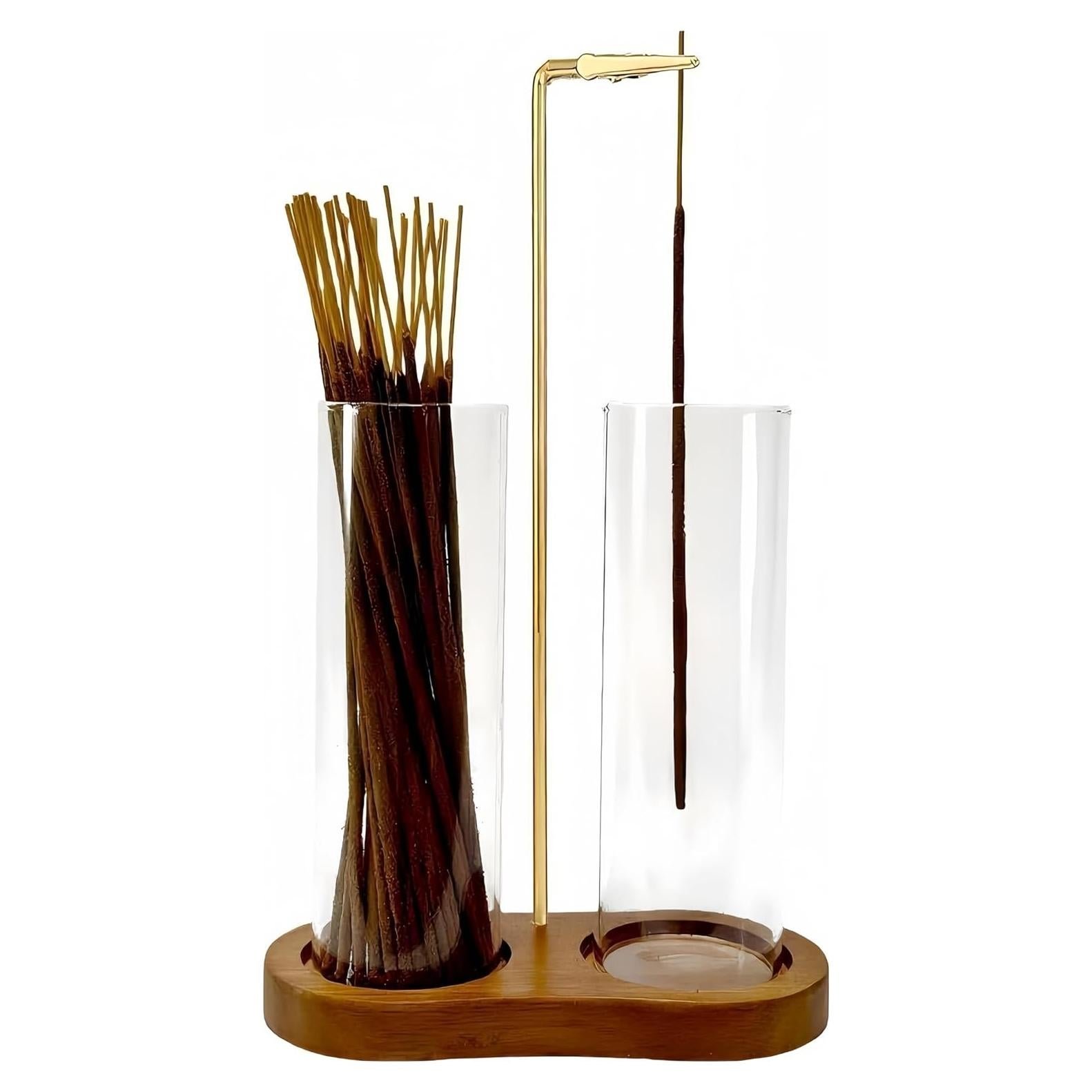 Soporte de Incienso Moocervi 2 en 1 de Vidrio y Madera