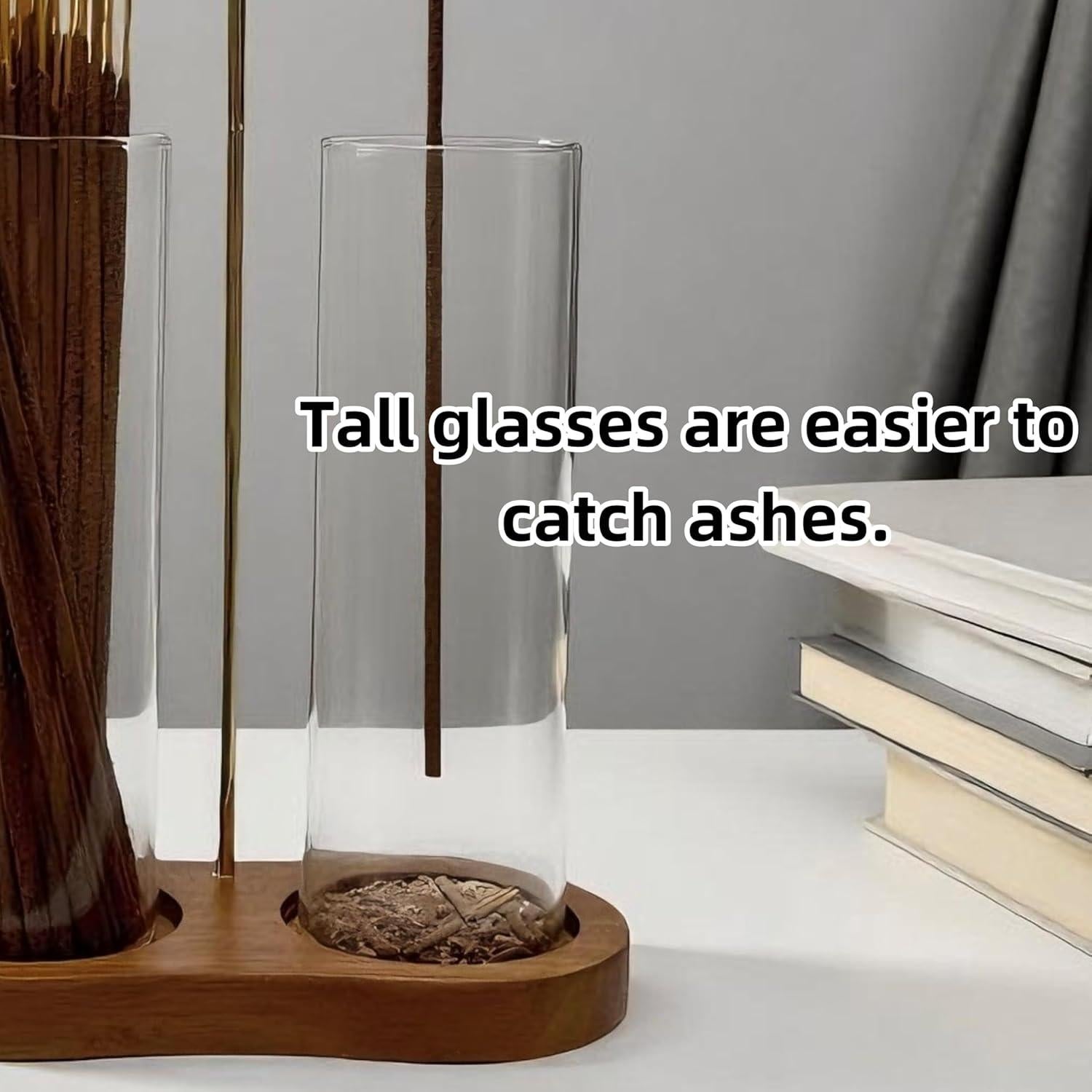Soporte de Incienso Moocervi 2 en 1 de Vidrio y Madera