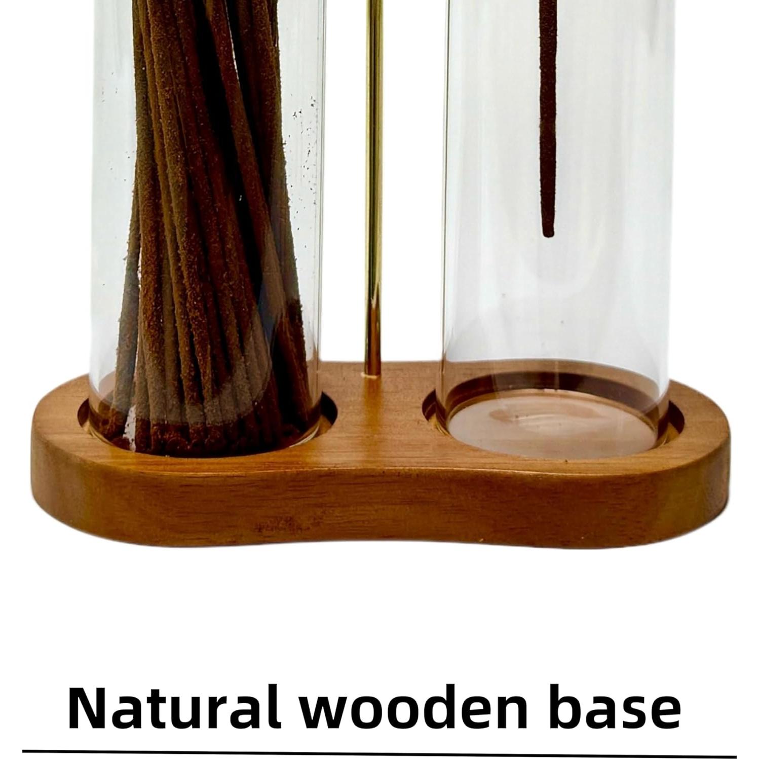 Soporte de Incienso Moocervi 2 en 1 de Vidrio y Madera