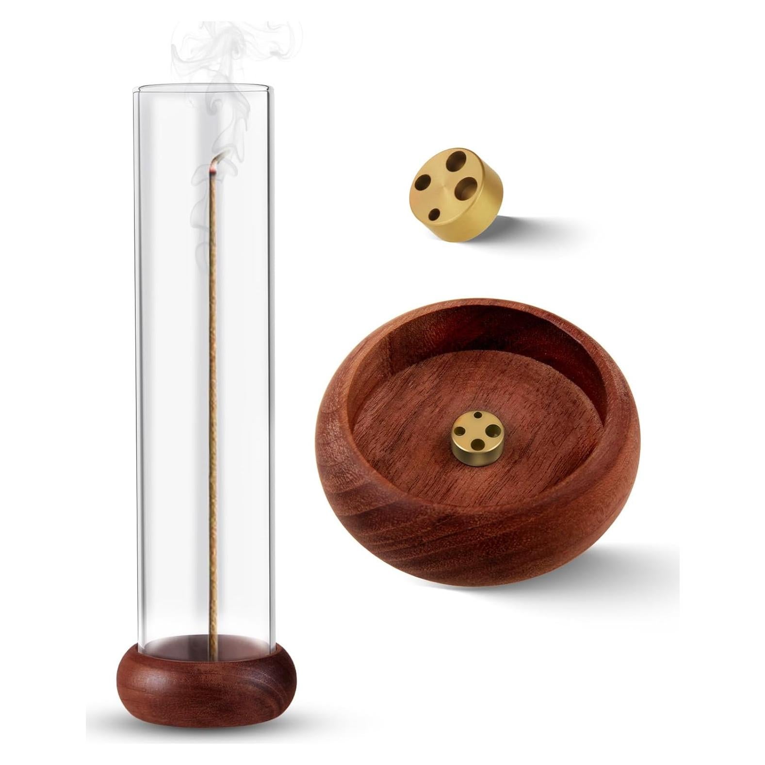 Soporte de Incienso GDMOVFA de Madera de Nogal con Recogedor