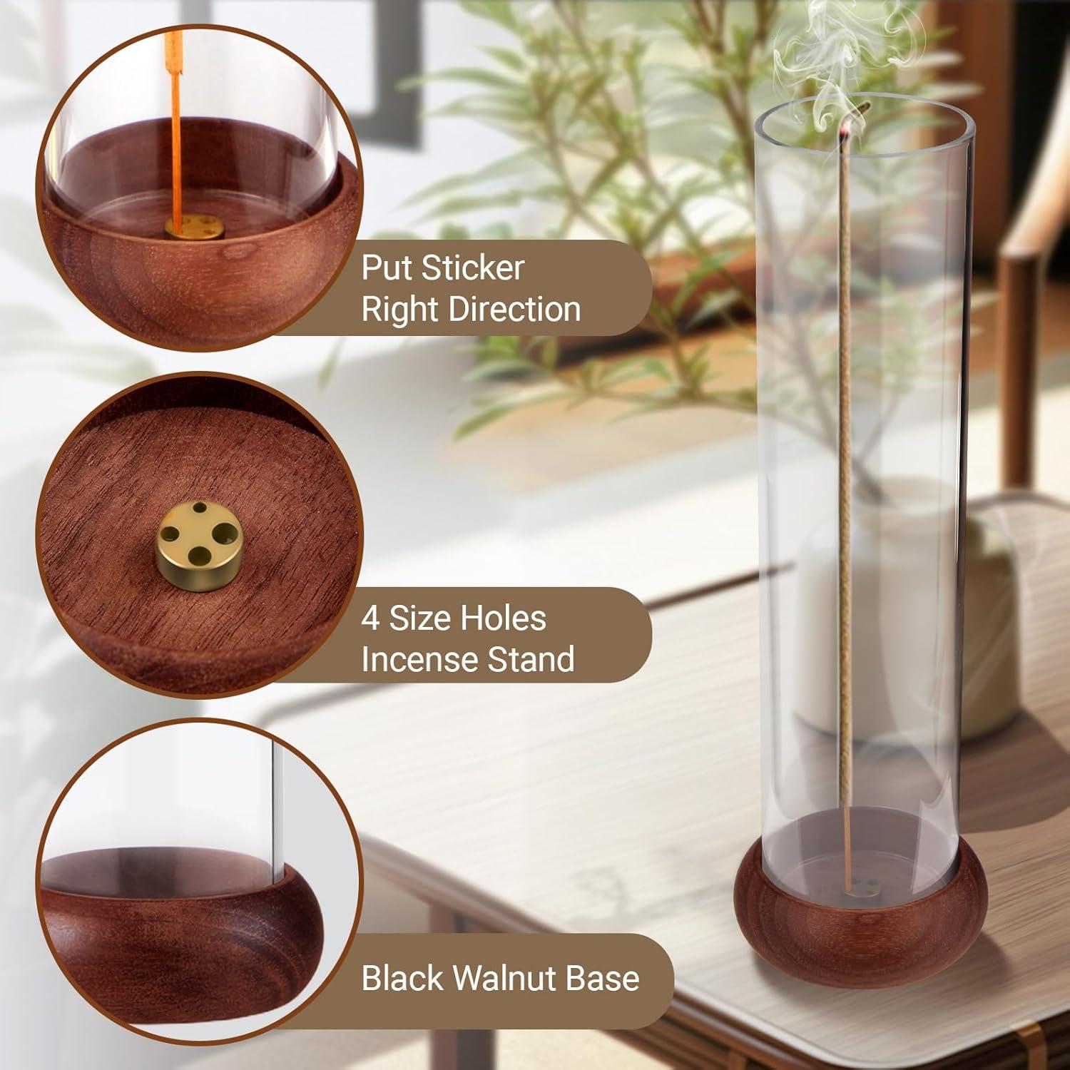 Soporte de Incienso GDMOVFA de Madera de Nogal con Recogedor