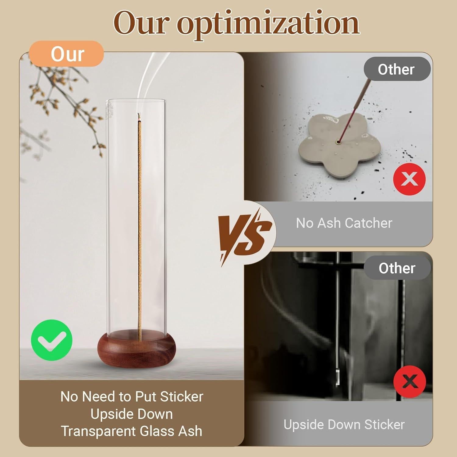 Soporte de Incienso GDMOVFA de Madera de Nogal con Recogedor