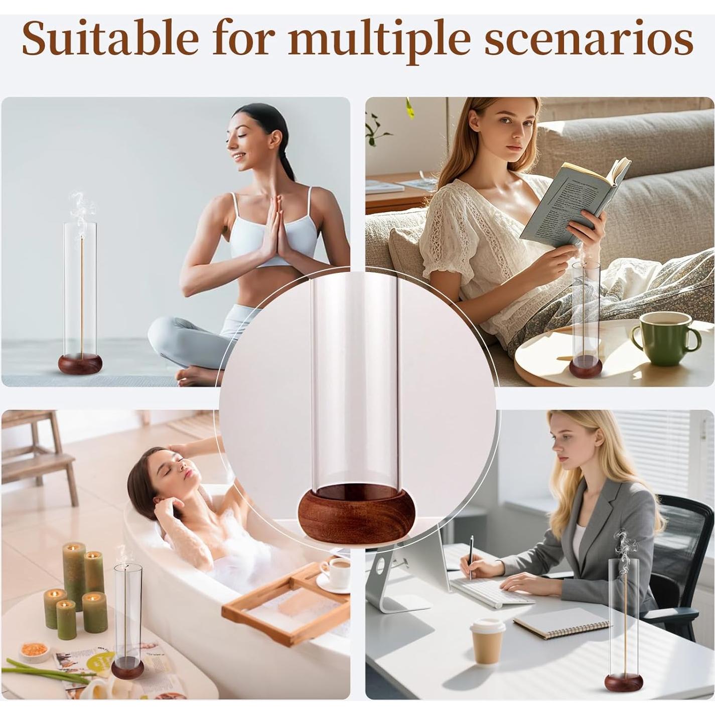 Soporte de Incienso GDMOVFA de Madera de Nogal con Recogedor