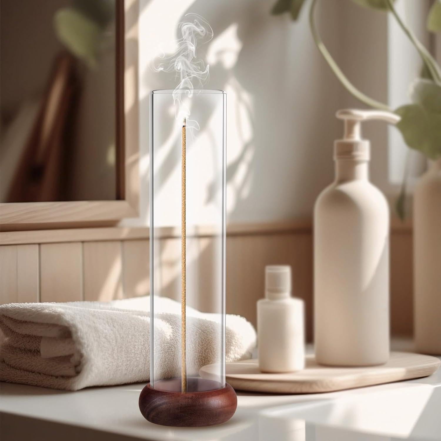 Soporte de Incienso GDMOVFA de Madera de Nogal con Recogedor