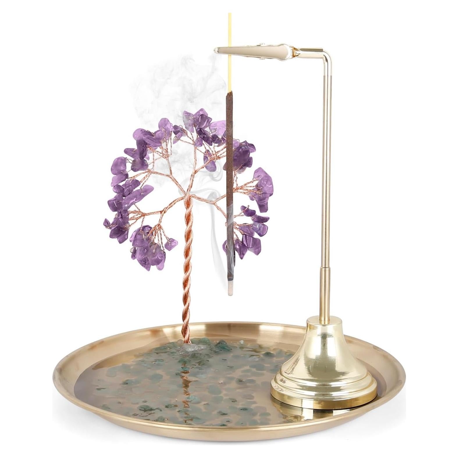 Soporte de Incienso OTOFY de Cristal 17 cm Antideslizante Púrpura