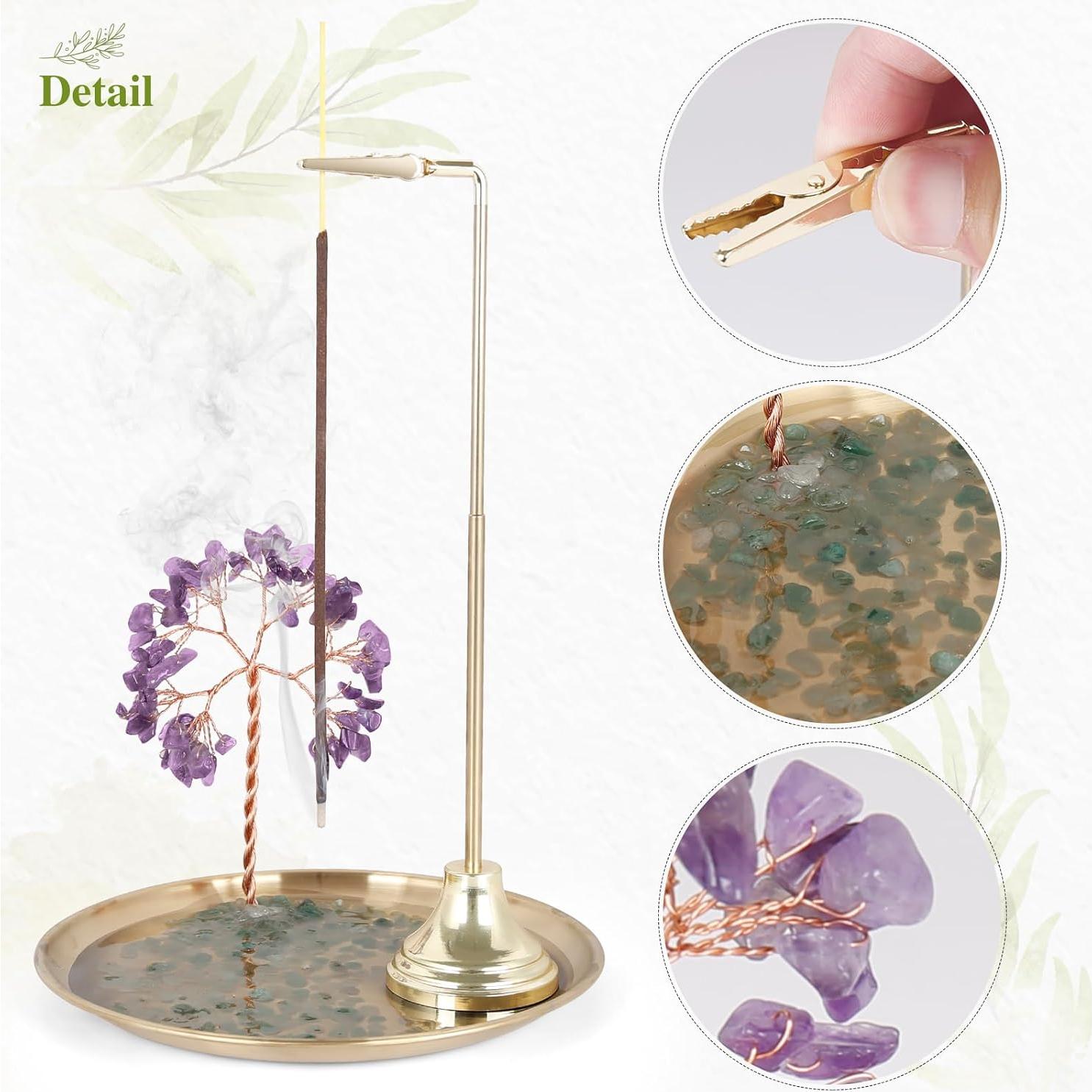 Soporte de Incienso OTOFY de Cristal 17 cm Antideslizante Púrpura