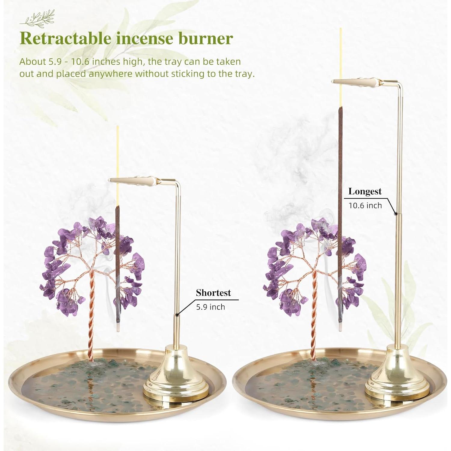Soporte de Incienso OTOFY de Cristal 17 cm Antideslizante Púrpura