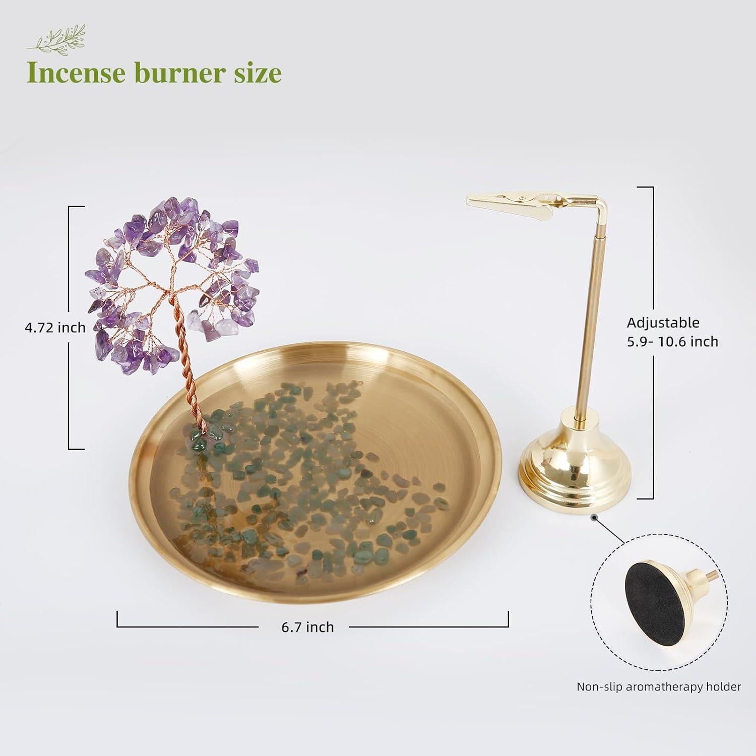 Soporte de Incienso OTOFY de Cristal 17 cm Antideslizante Púrpura