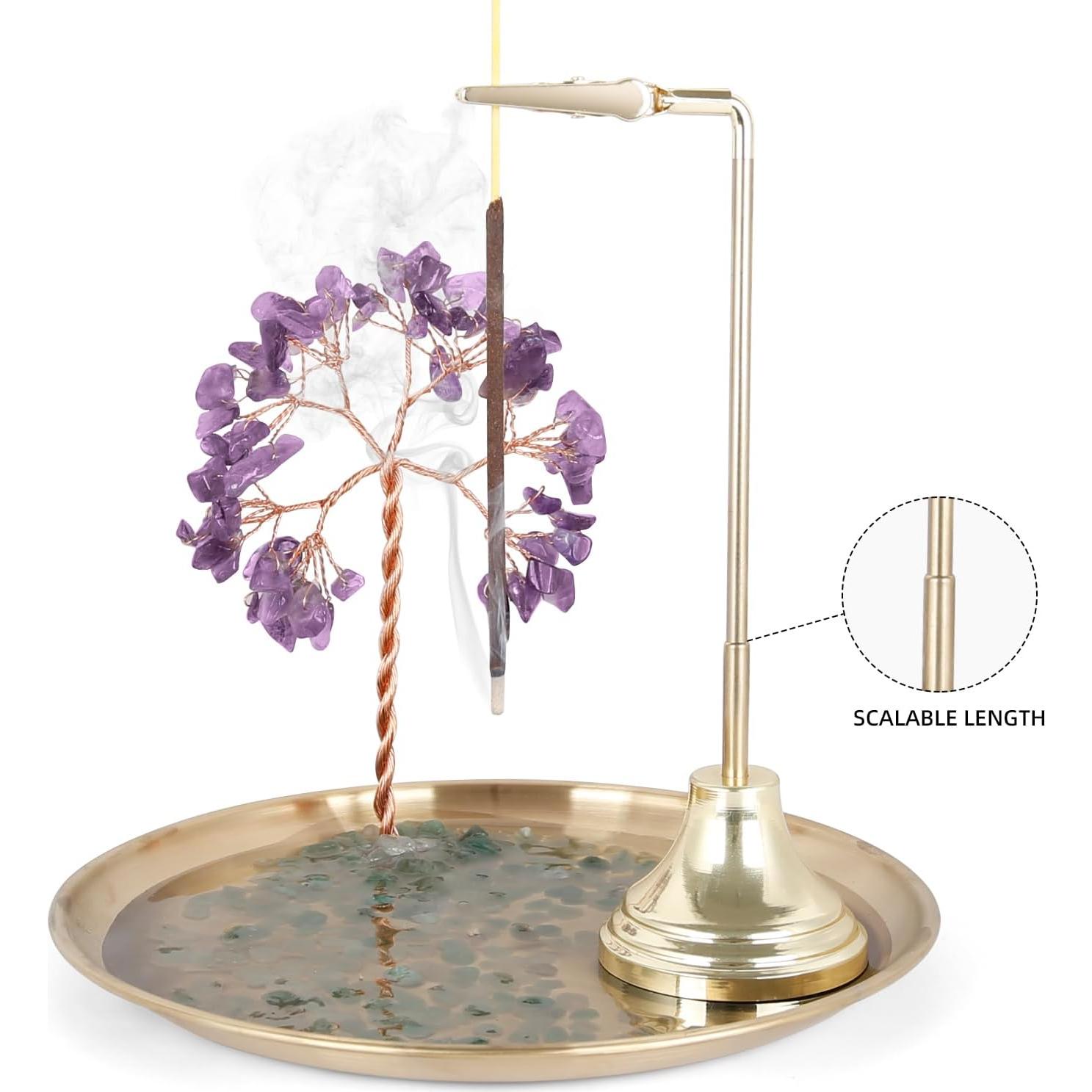 Soporte de Incienso OTOFY de Cristal 17 cm Antideslizante Púrpura