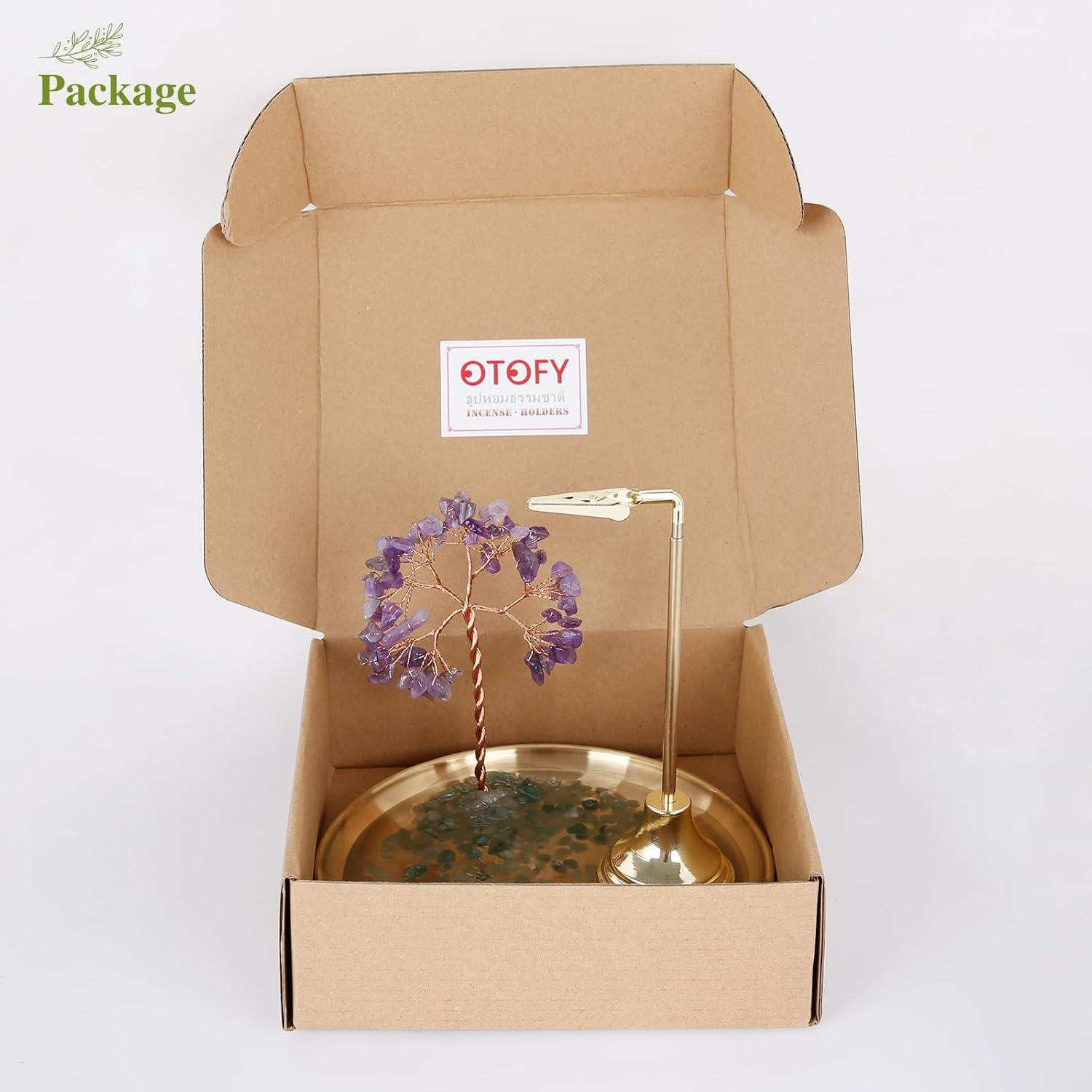 Soporte de Incienso OTOFY de Cristal 17 cm Antideslizante Púrpura