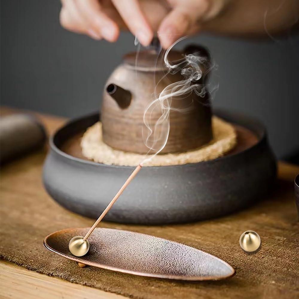 Soporte de Incienso KOOBOOK 2 Piezas Latón Redondo Oro