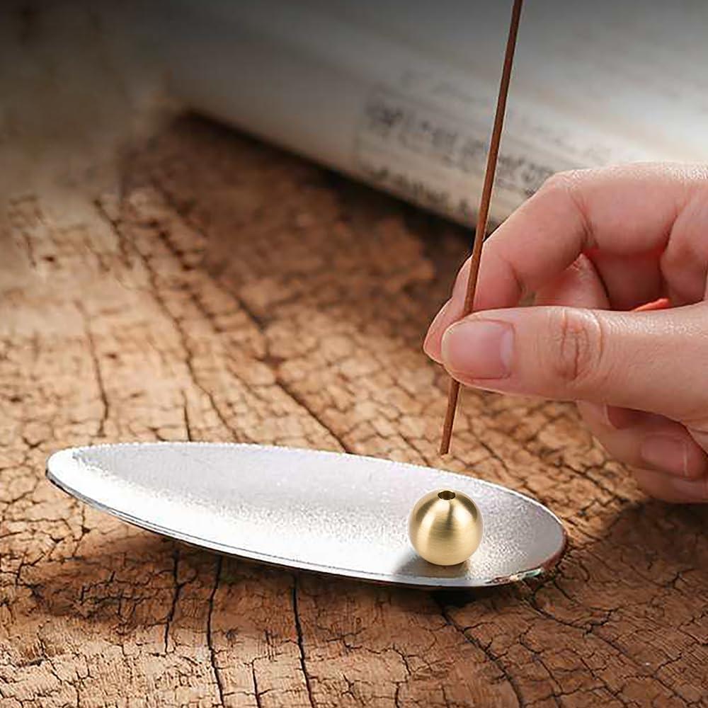 Soporte de Incienso KOOBOOK 2 Piezas Latón Redondo Oro