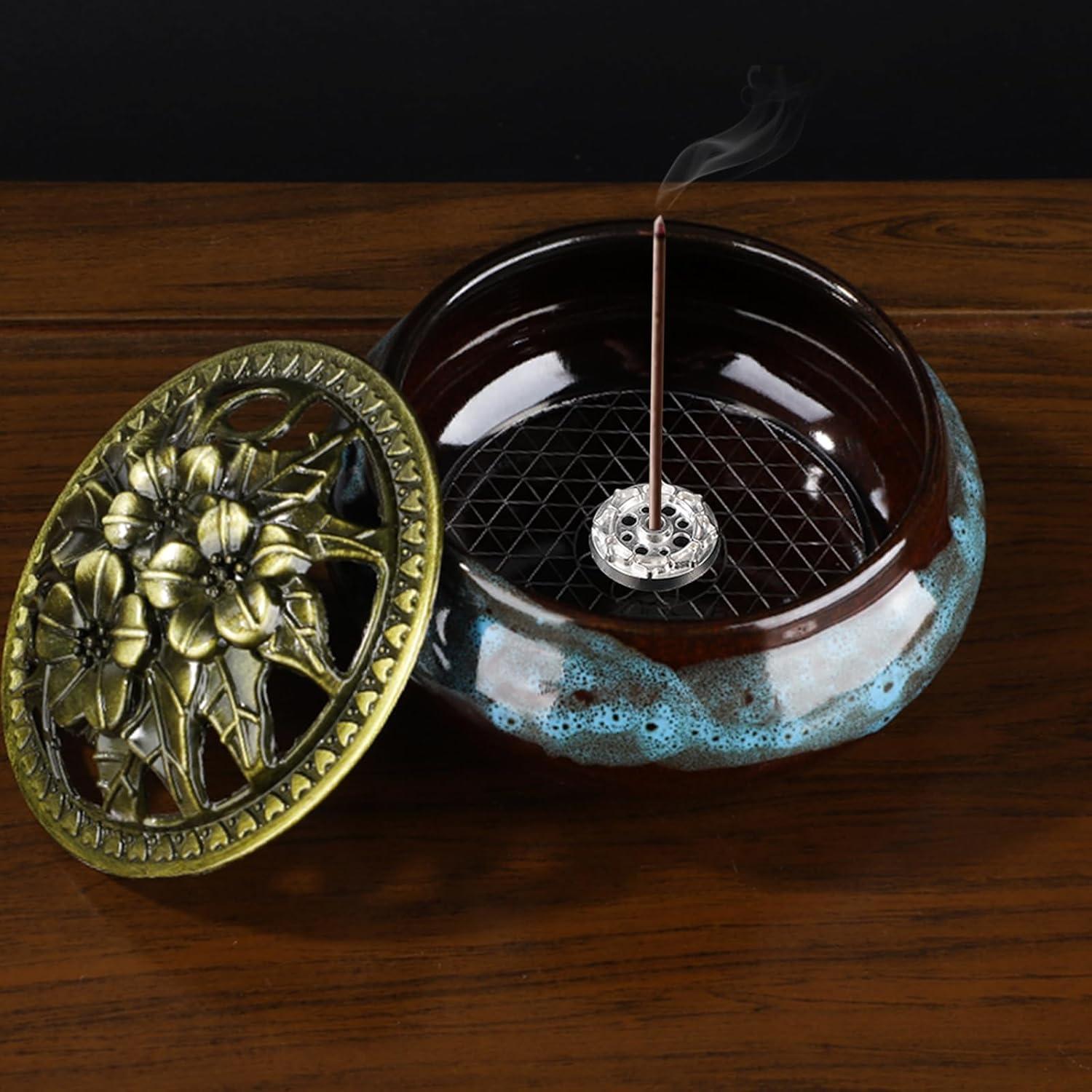 Quemador de Incienso de Cerámica CQSYWQING Azul 10cm