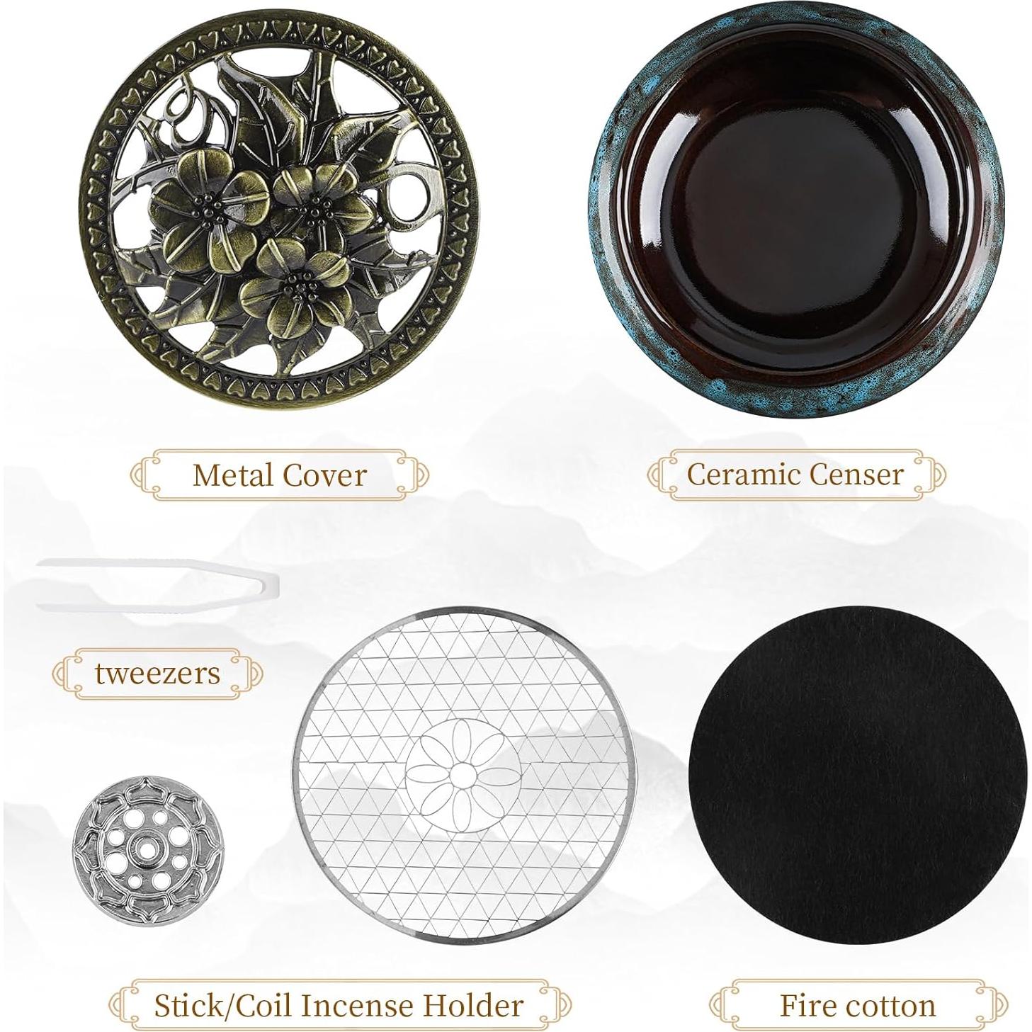 Quemador de Incienso de Cerámica CQSYWQING Azul 10cm