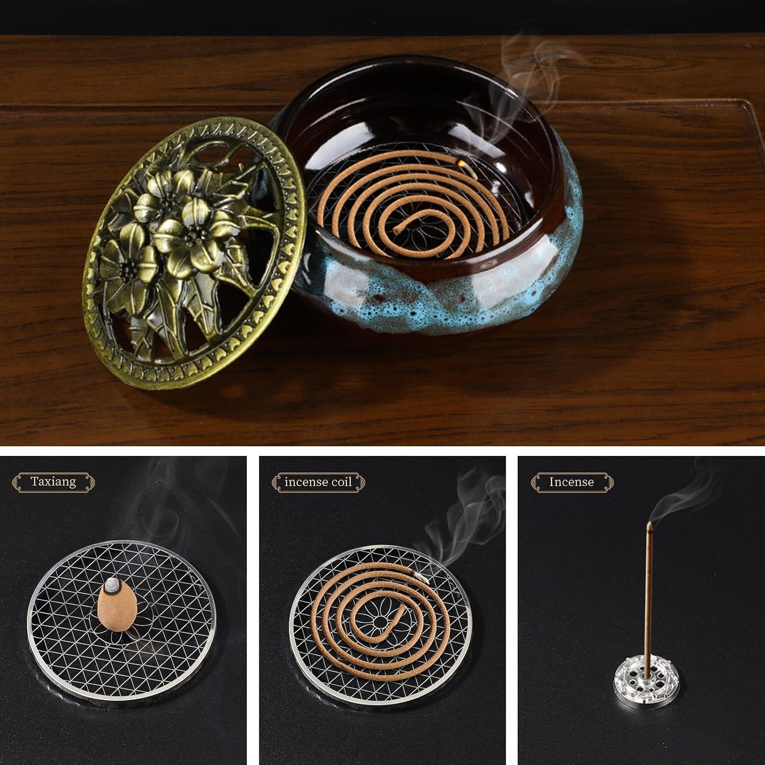 Quemador de Incienso de Cerámica CQSYWQING Azul 10cm