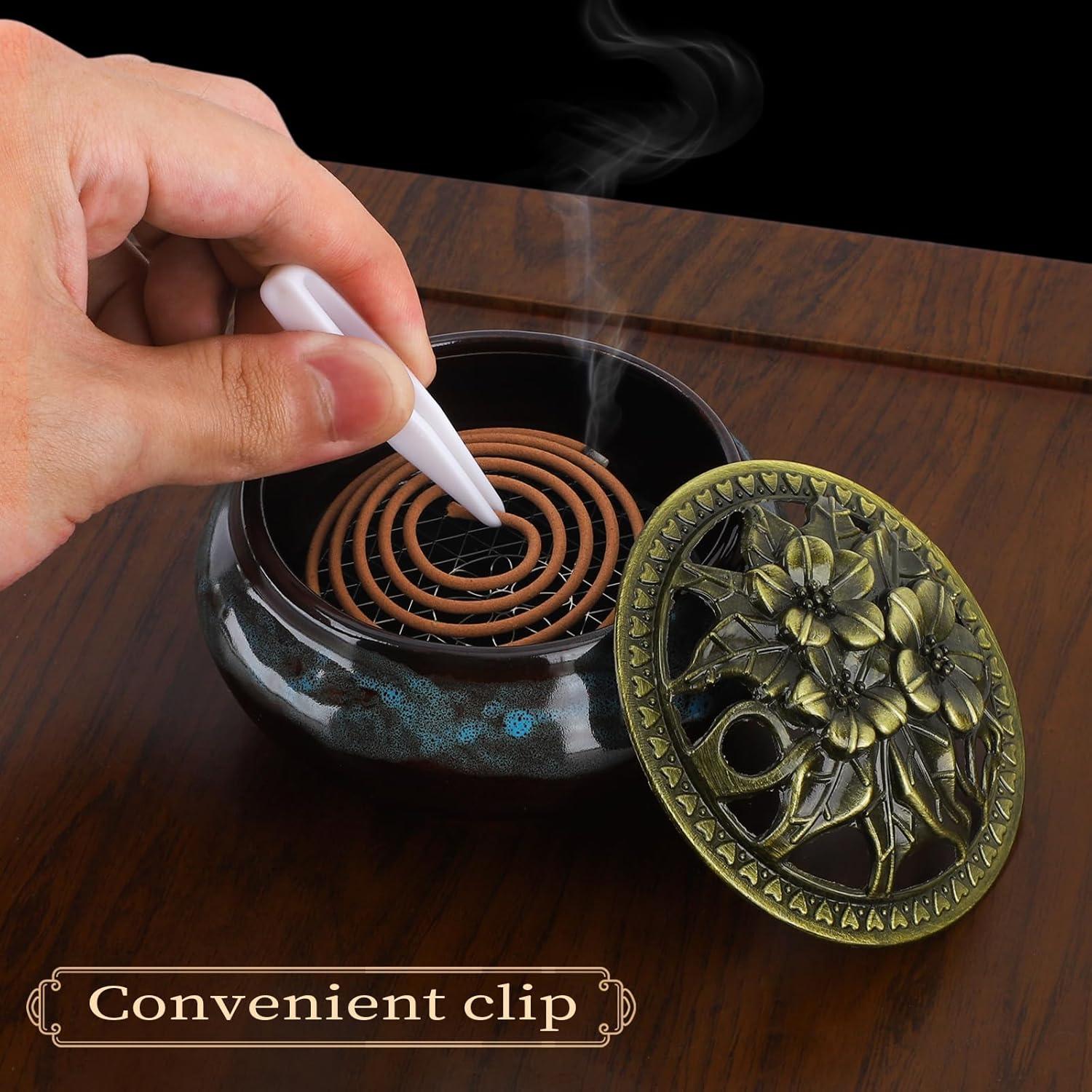 Quemador de Incienso de Cerámica CQSYWQING Azul 10cm