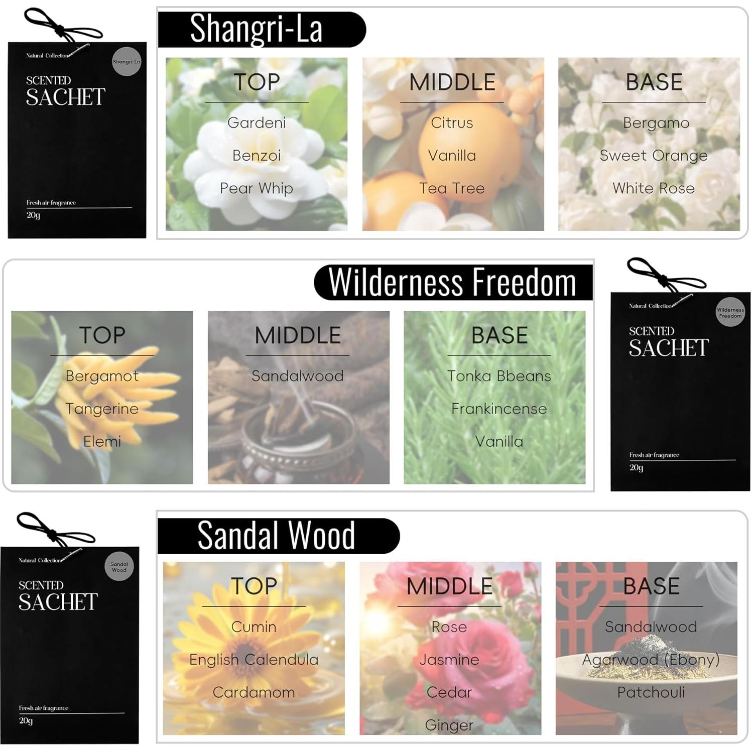 Sachet Aromático para Auto Meschett 3 Fragancias Naturales