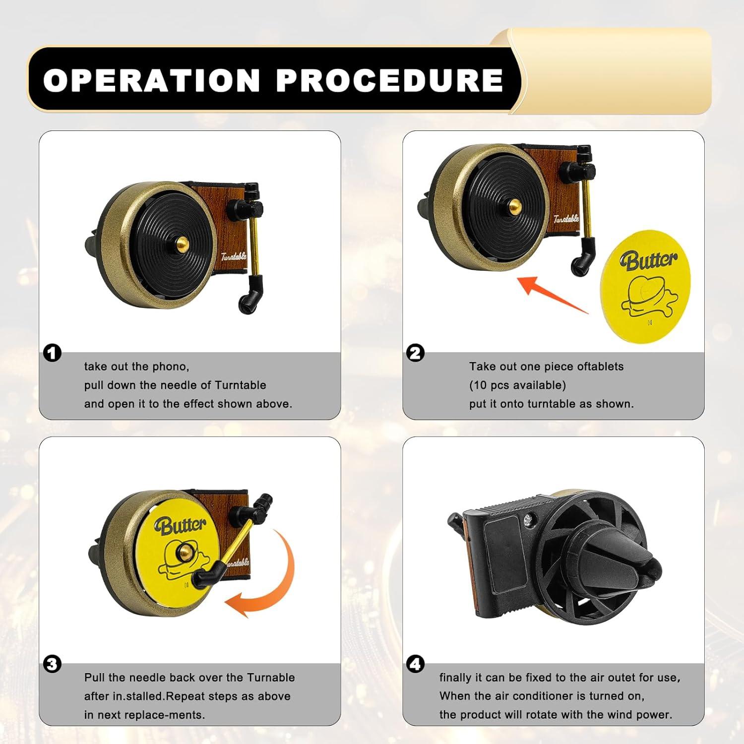 Ambientador de Aire para Auto ZOKYUYS Tocadiscos Retro con 10 Pastillas