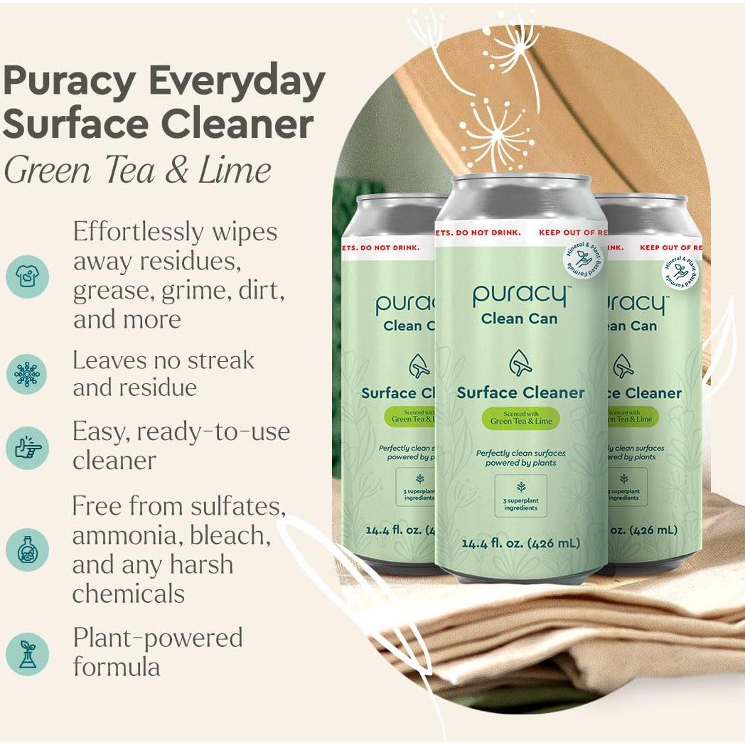 Limpiador Multi Superficies Puracy 426 ml - Té Verde y Lima - Paquete de 3