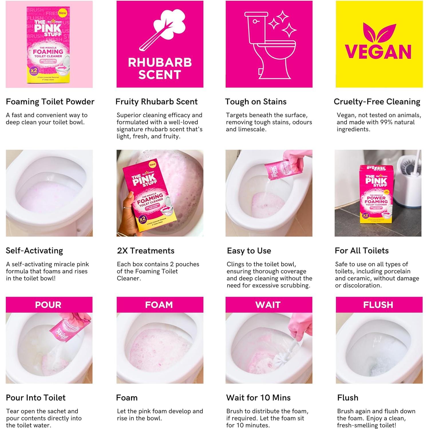 Limpiador de Inodoros Espumoso Rosa The Pink Stuff 198g x3