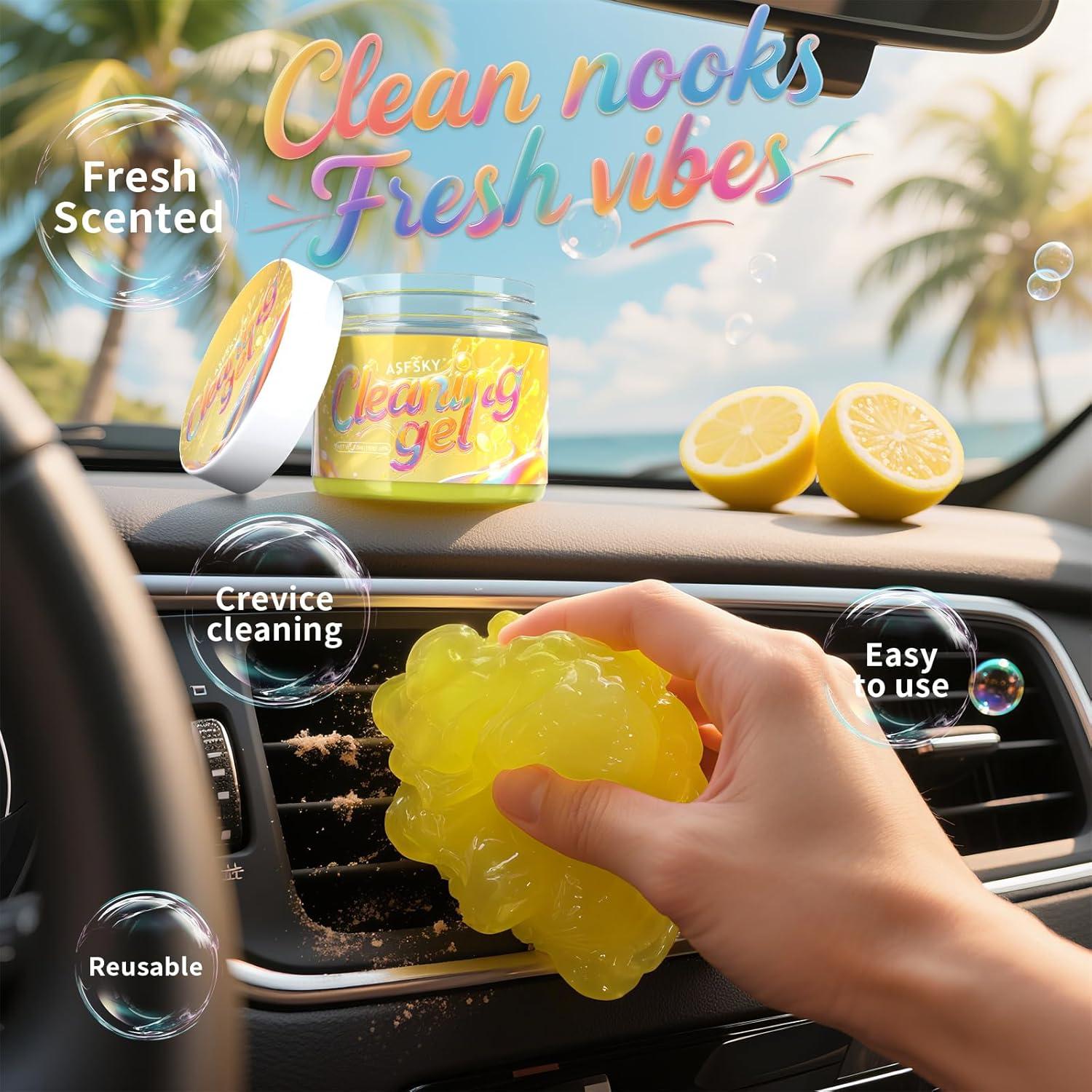 Gel de Limpieza ASFSKY Limón 190g para Interiores de Autos