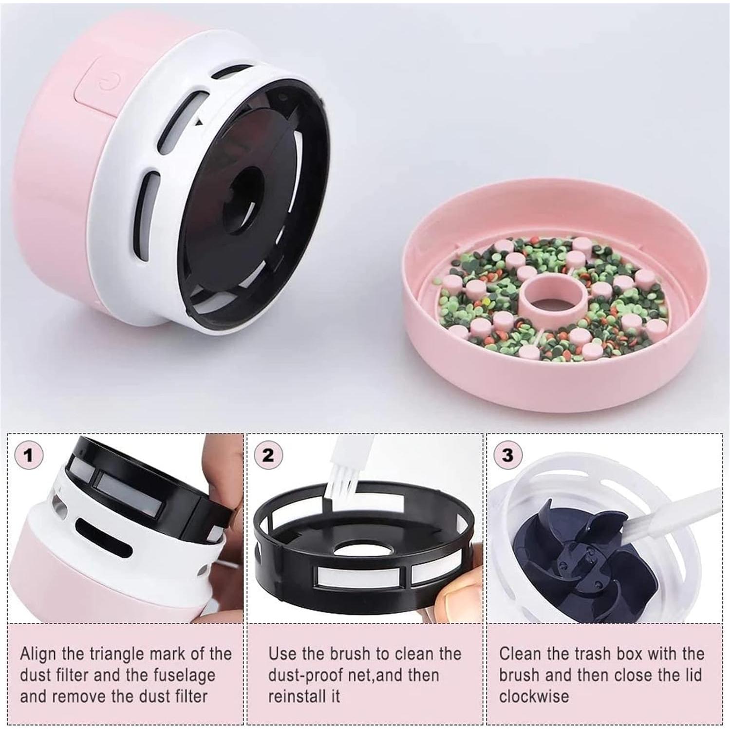 Aspiradora Mini Huacan para Pintura de Diamante Rosa 8.5x6.3cm