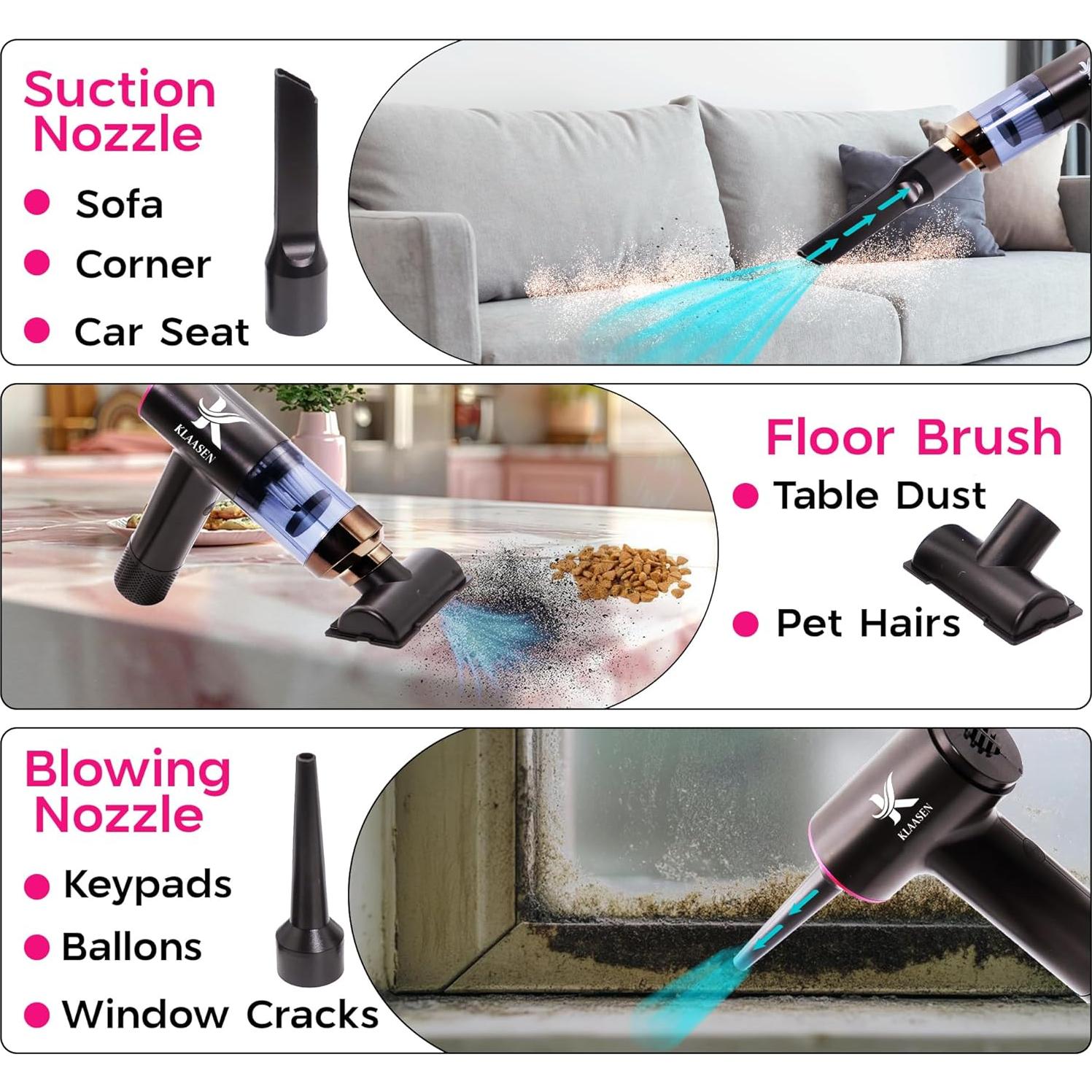 Aspiradora de Mano KLAASEN Sin Cable 12000Pa Portátil Ligera