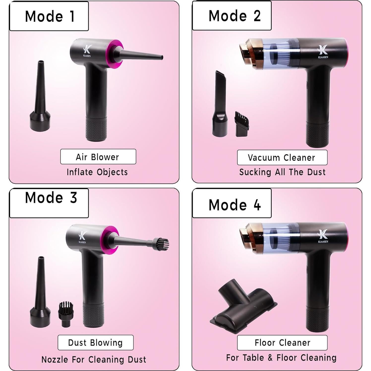 Aspiradora de Mano KLAASEN Sin Cable 12000Pa Portátil Ligera