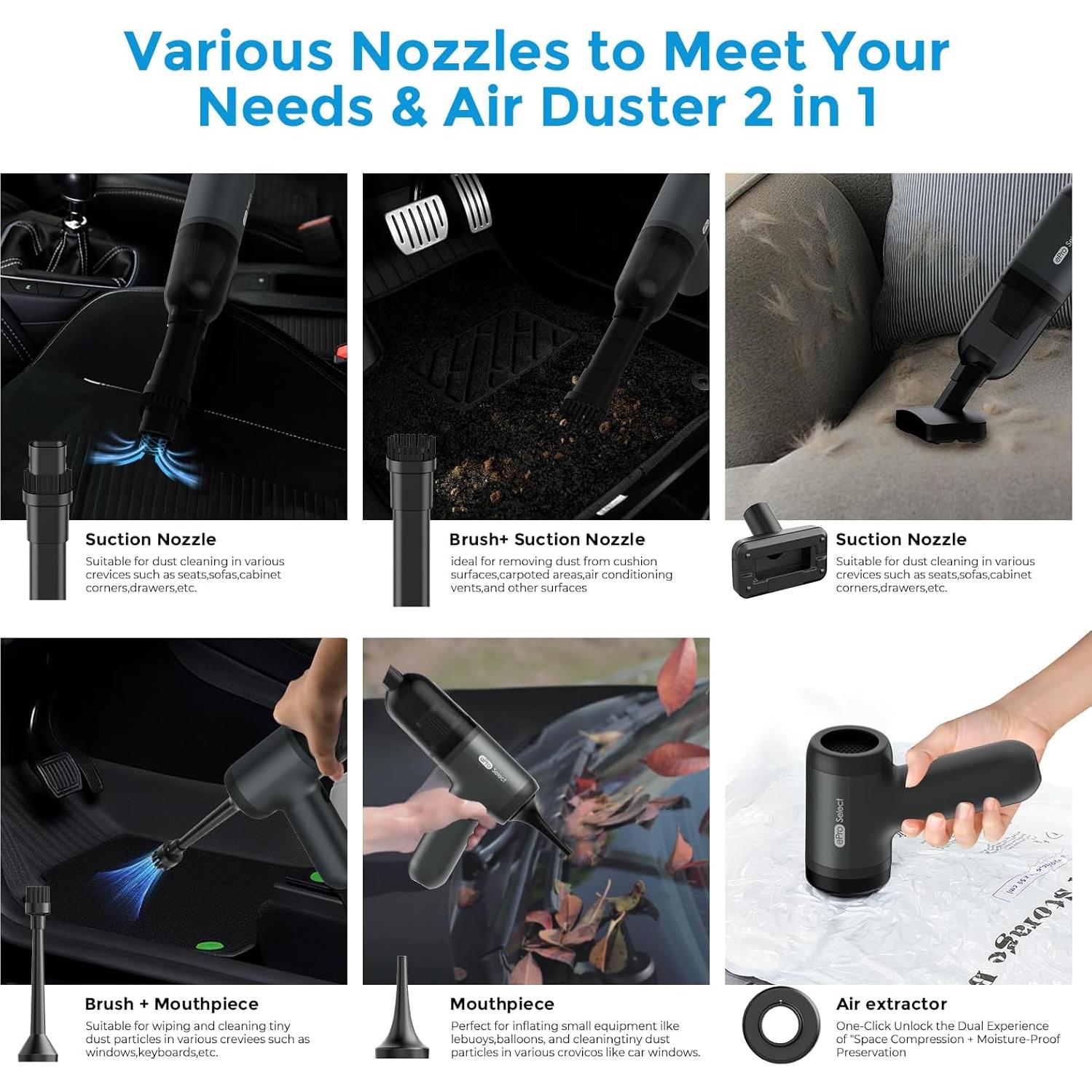 Aspiradora de Mano Inalámbrica EPROEON EV1395 - 75W 12000Pa