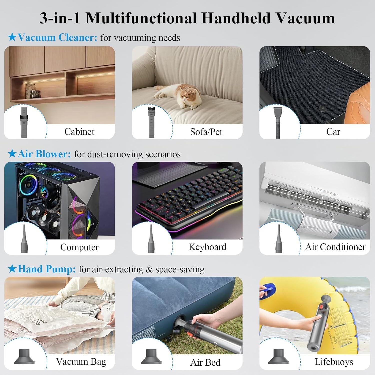 Aspiradora de Coche Minthouz DW199 Portátil Sin Cable HEPA