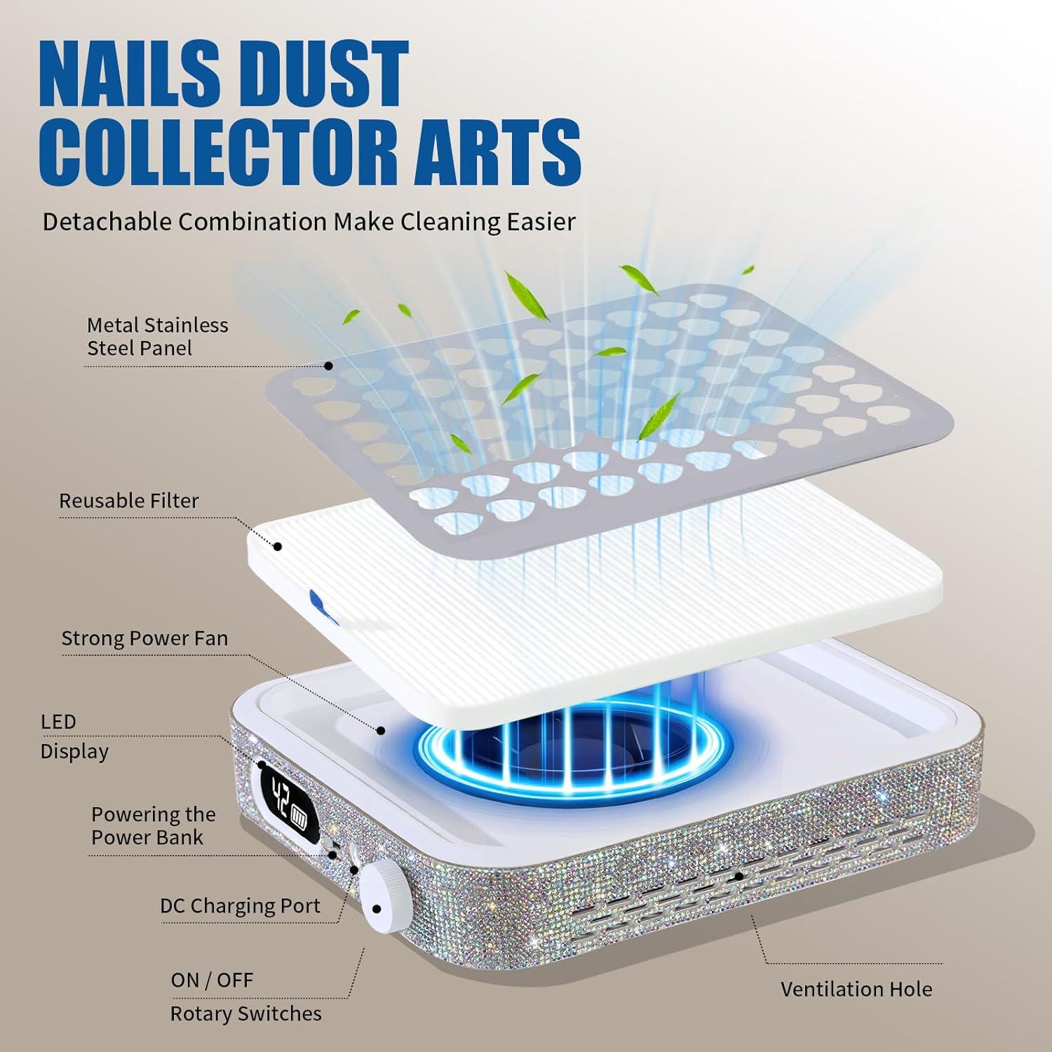 Aspirador de Uñas Recargable Aruiefxe con Filtro Reutilizable