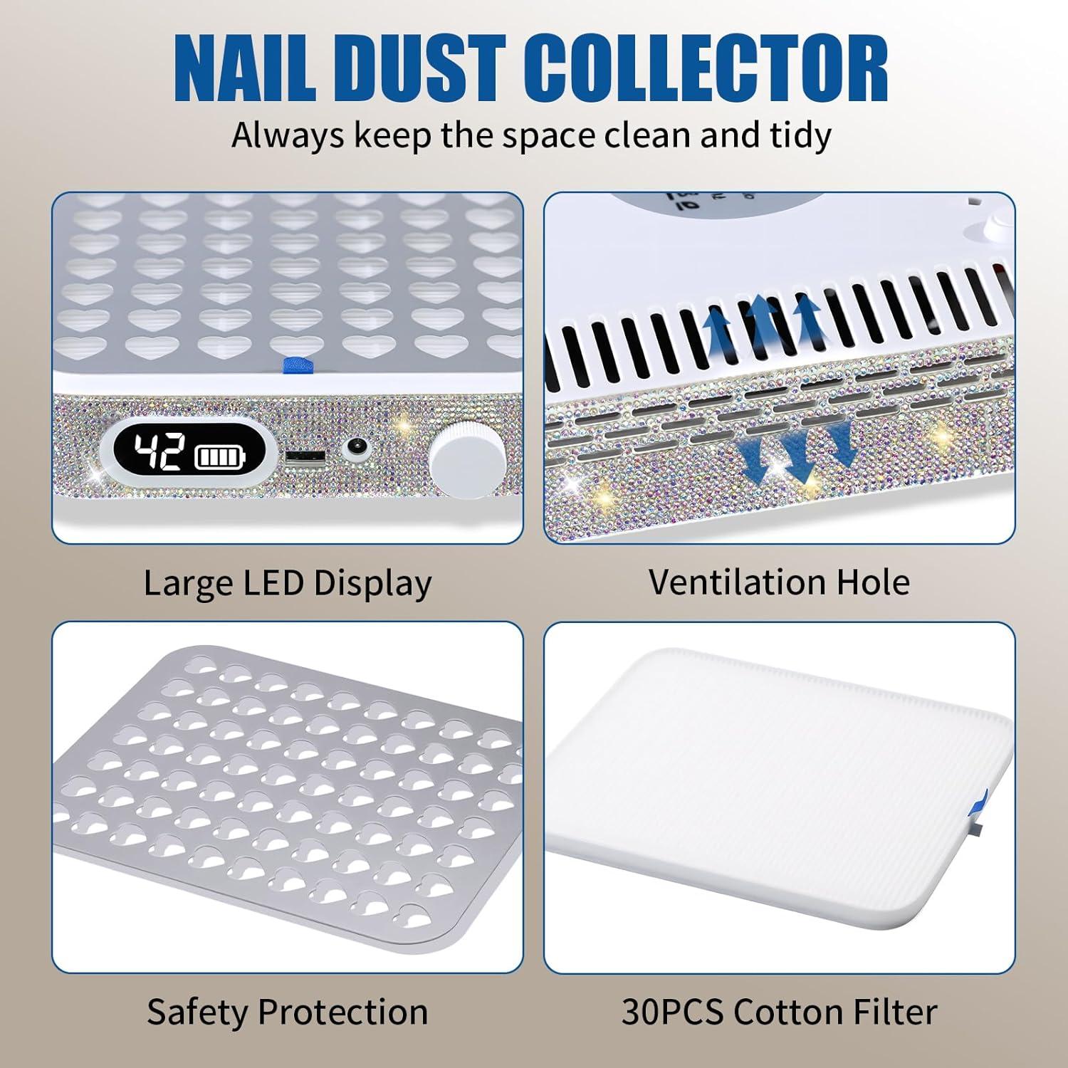 Aspirador de Uñas Recargable Aruiefxe con Filtro Reutilizable